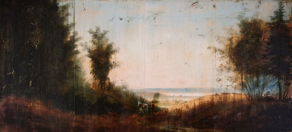 The painting A view of Mjøsa by Peder Balke at Peder Balke-senteret in Østre Toten, Eastern Norway