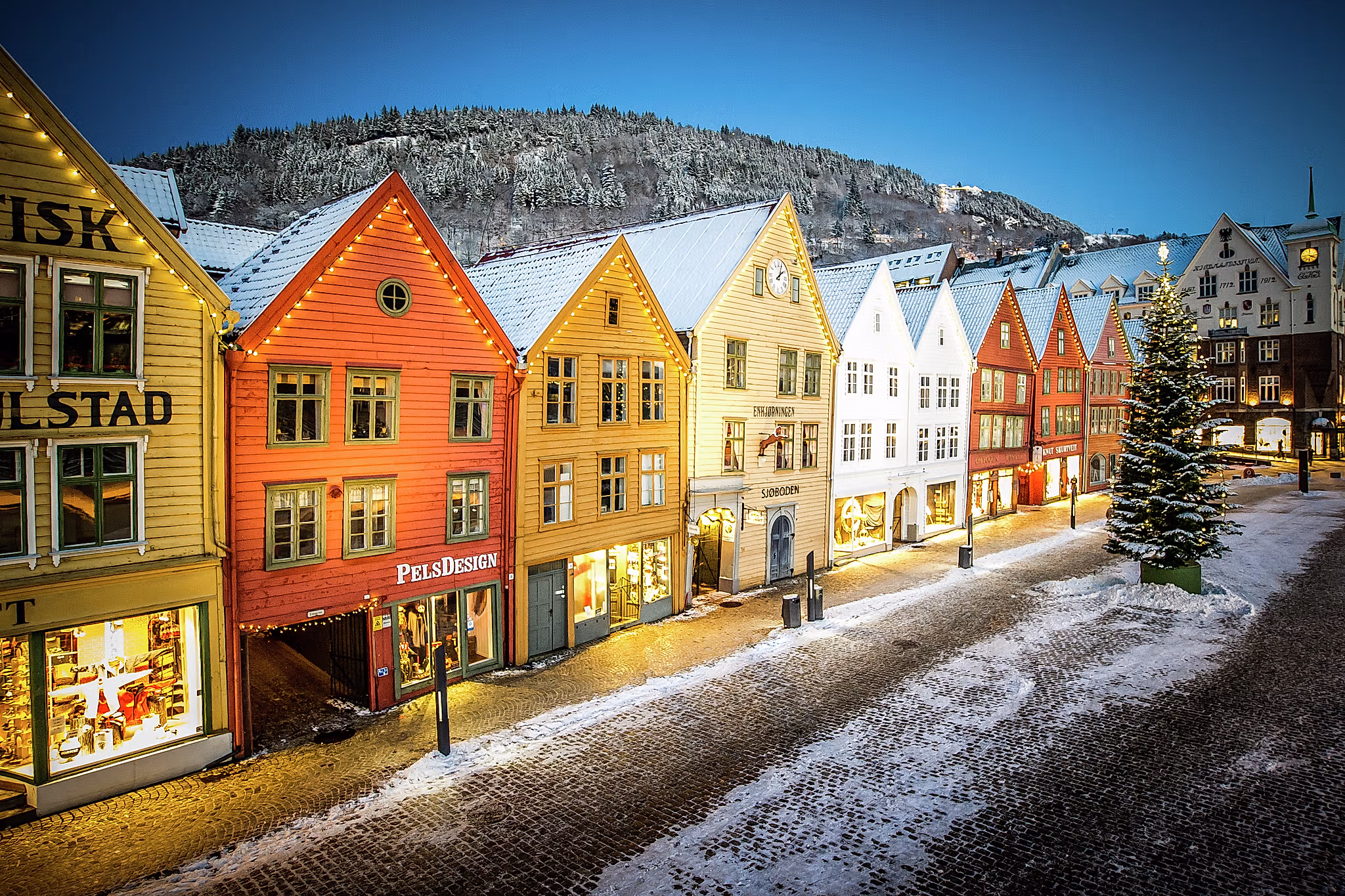 Christmas at Bryggen in Bergen, Fjord Norway