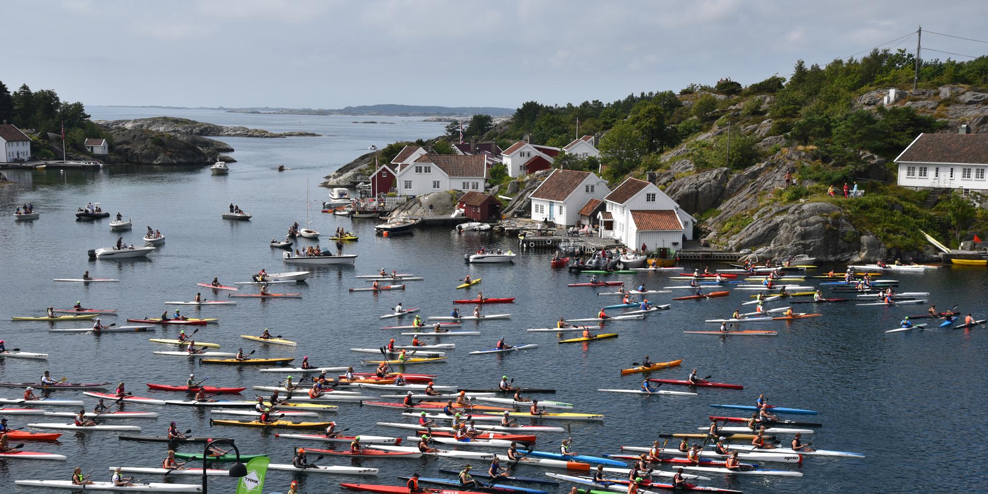 The Blindleialøpet kayaking race in Lillesand, Southern Norway