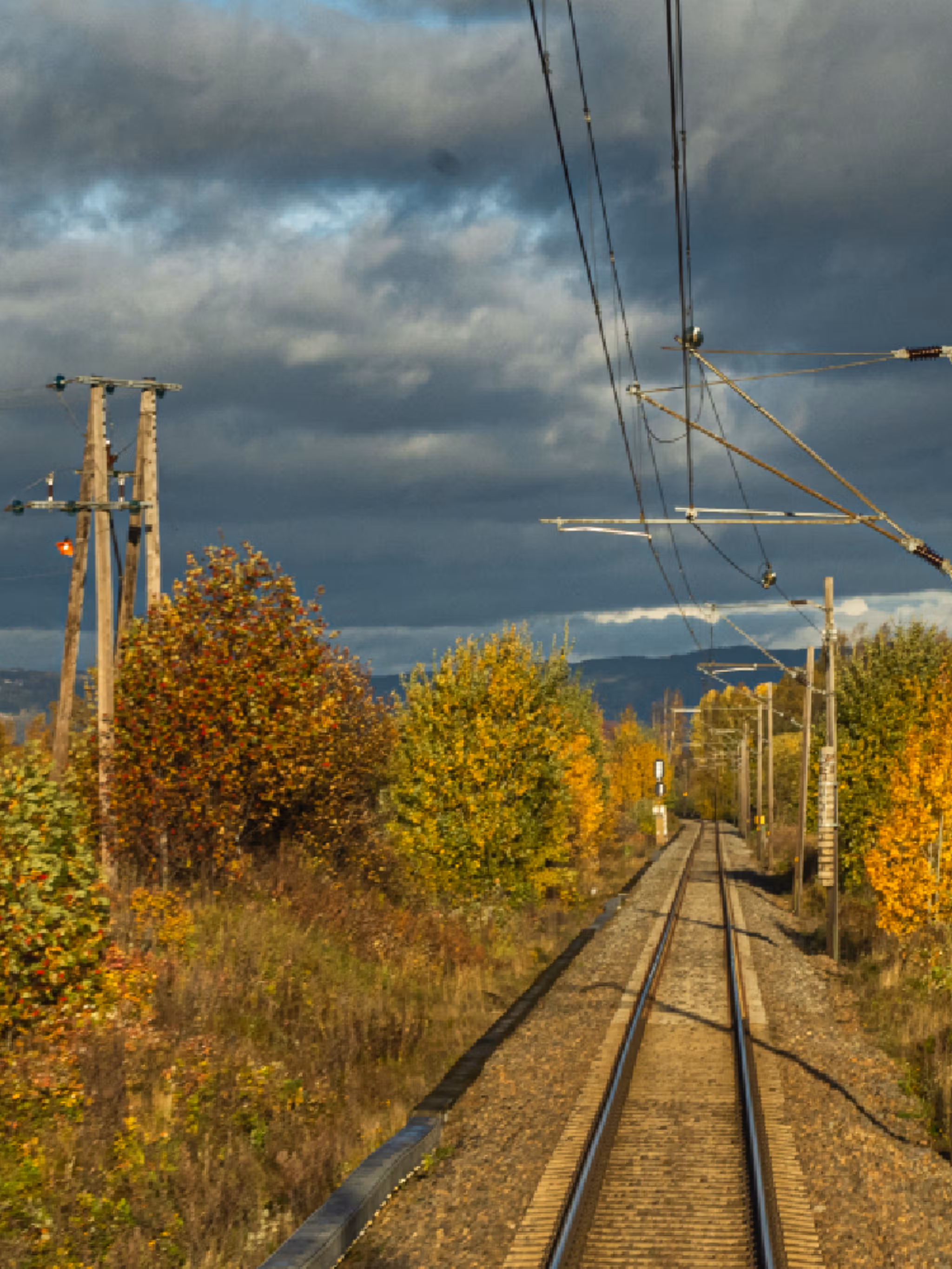 View through the window at the Dovre line railway