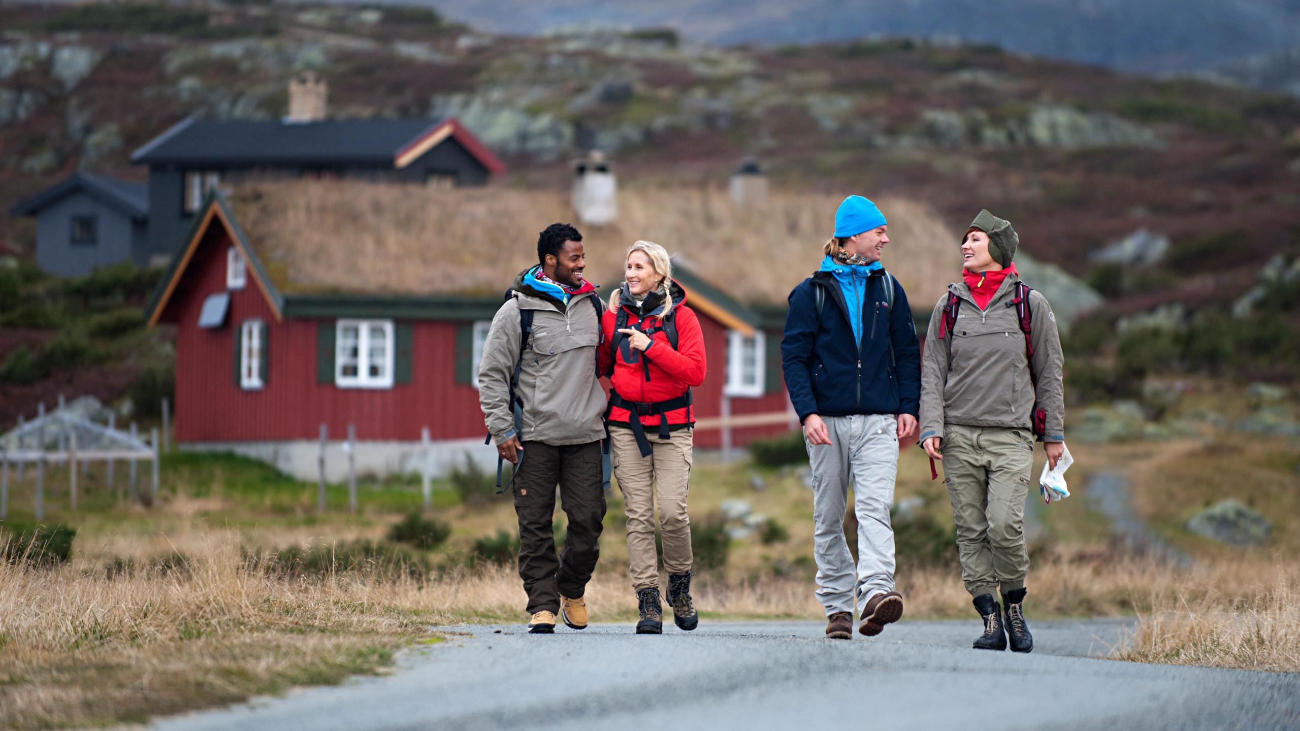 People hiking at Beitostølen in summer.