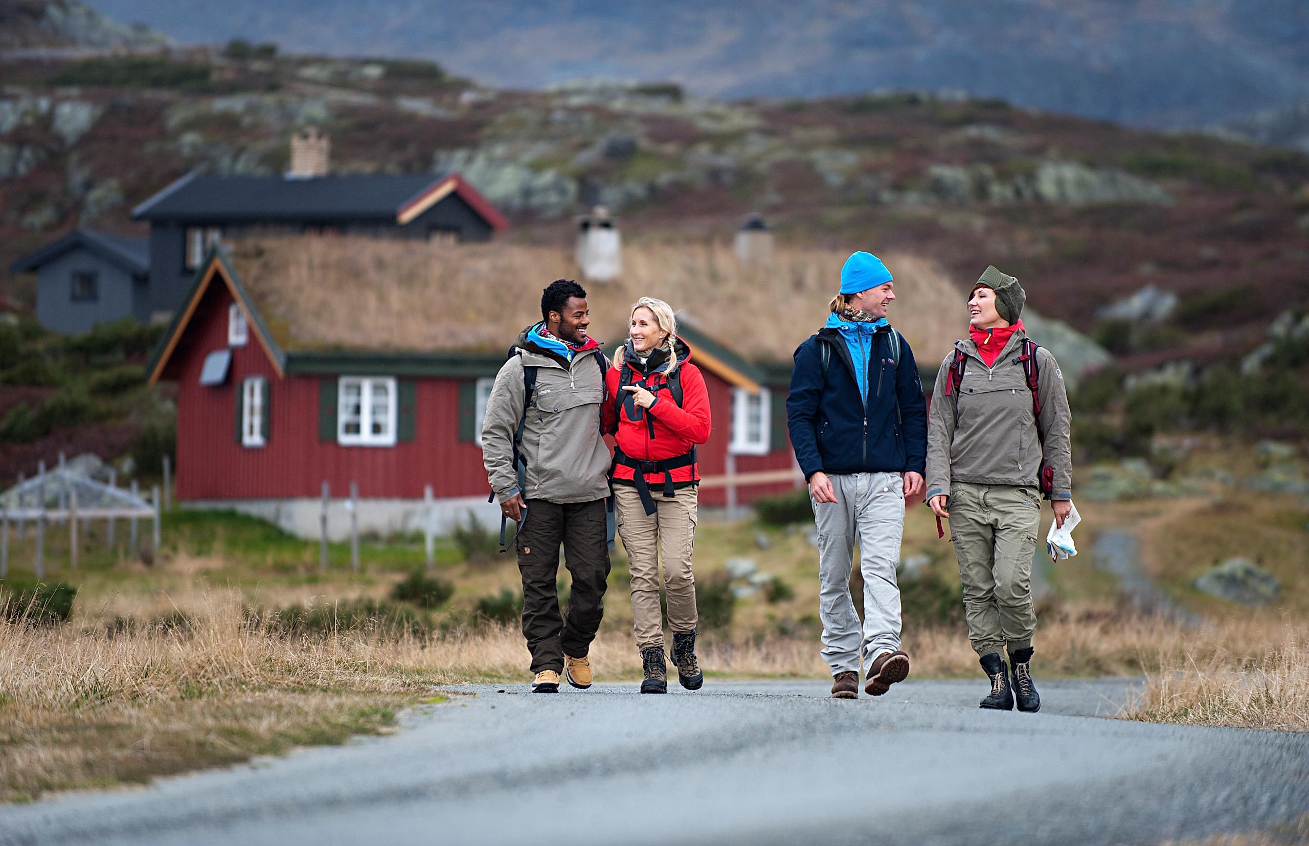 People hiking at Beitostølen in summer.