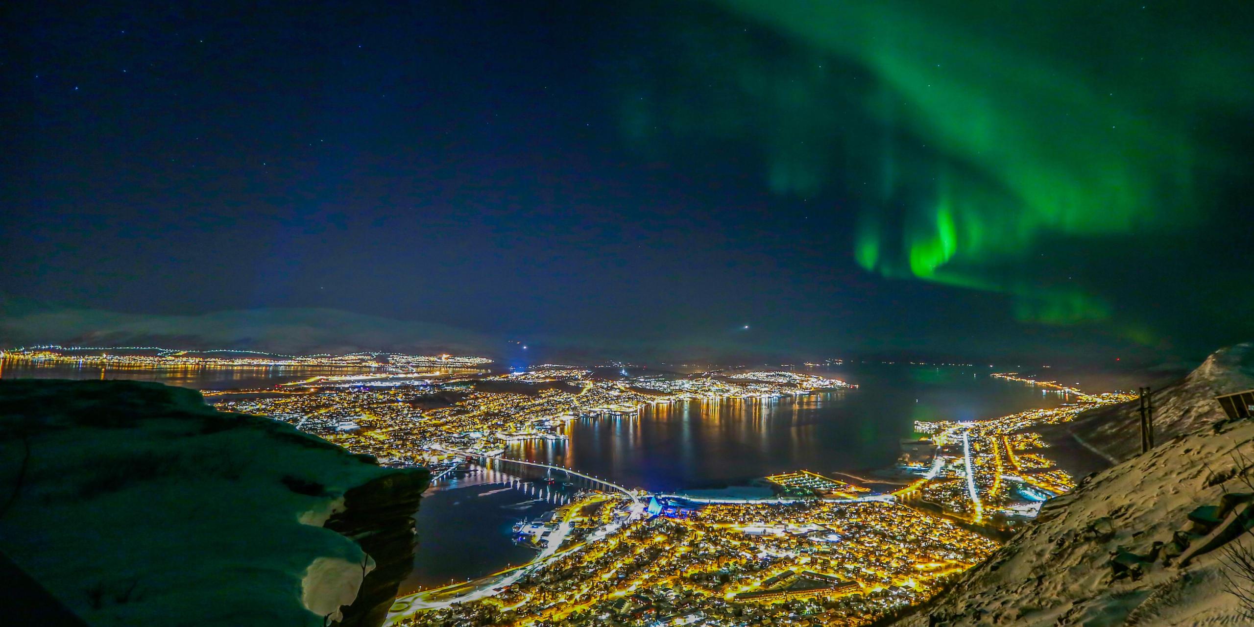 Nordlys over Tromsø, Nord-Norge.