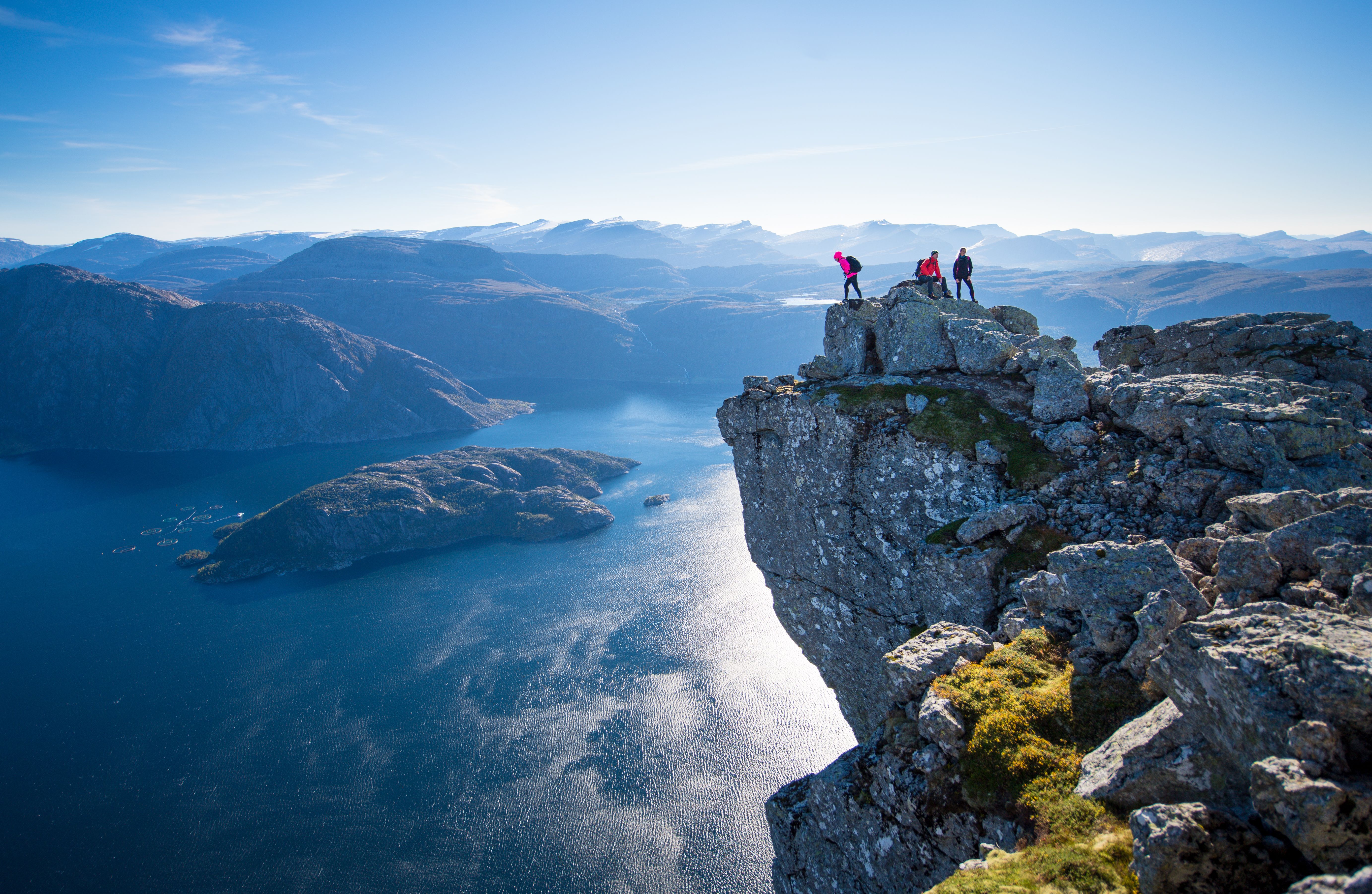 Hiking the Hornelen top in Bremanger in Fjord Norway