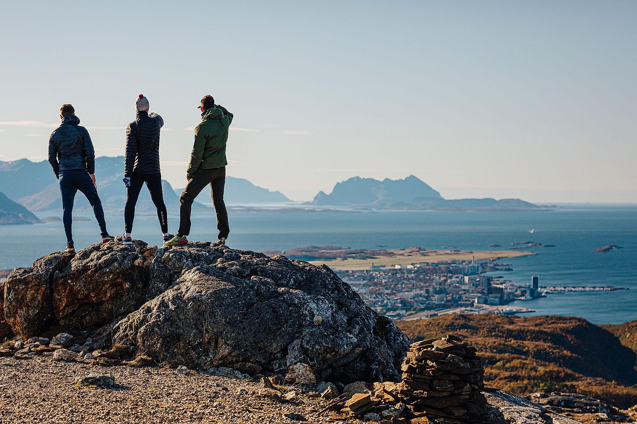 People hiking to Keiservarden in Bodø, Northern Norway