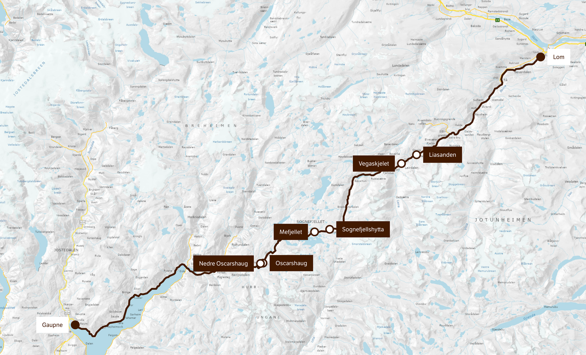 Map of Sognefjellet