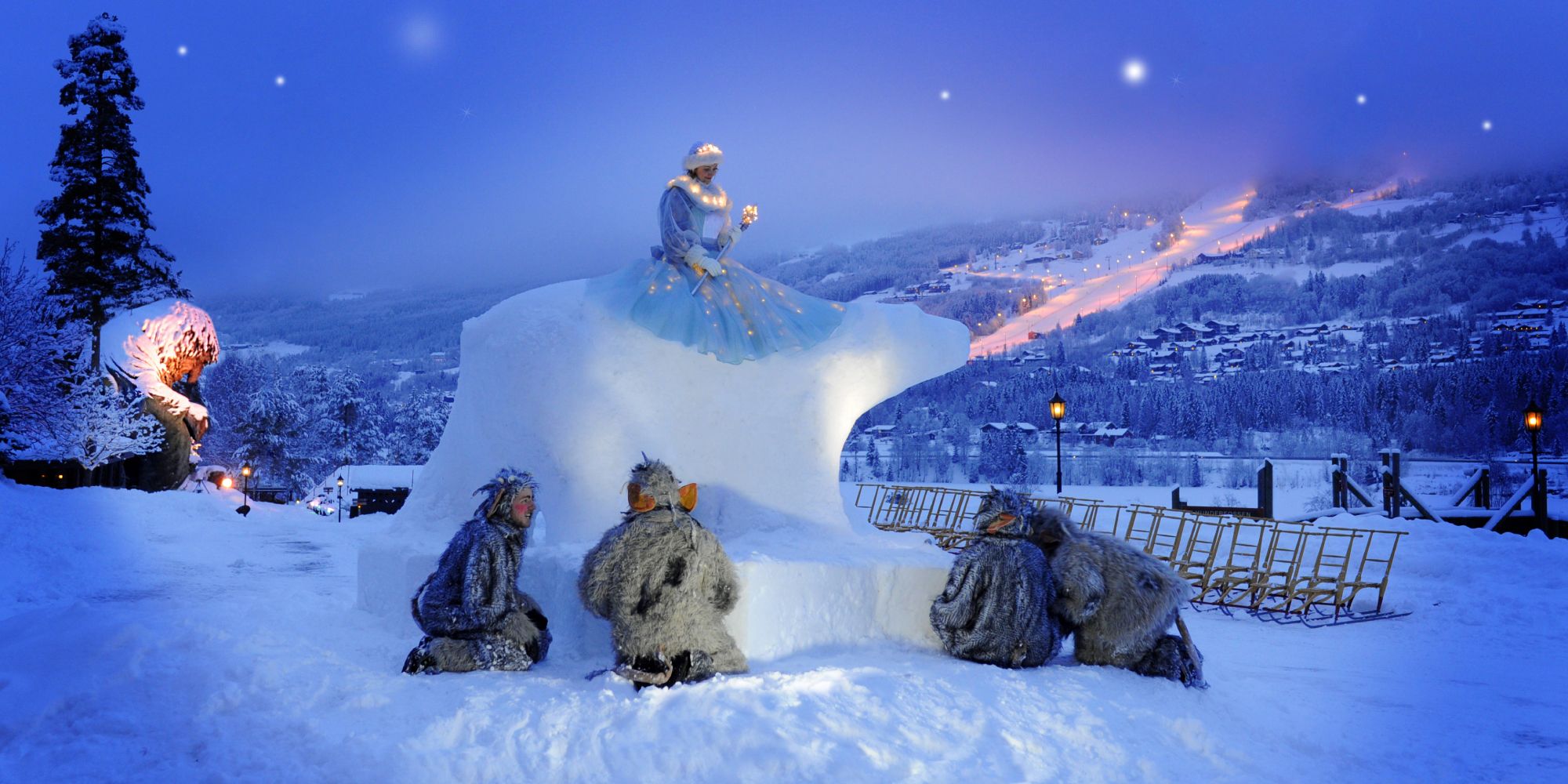 Hunderfossen vinterpark i Lillehammer