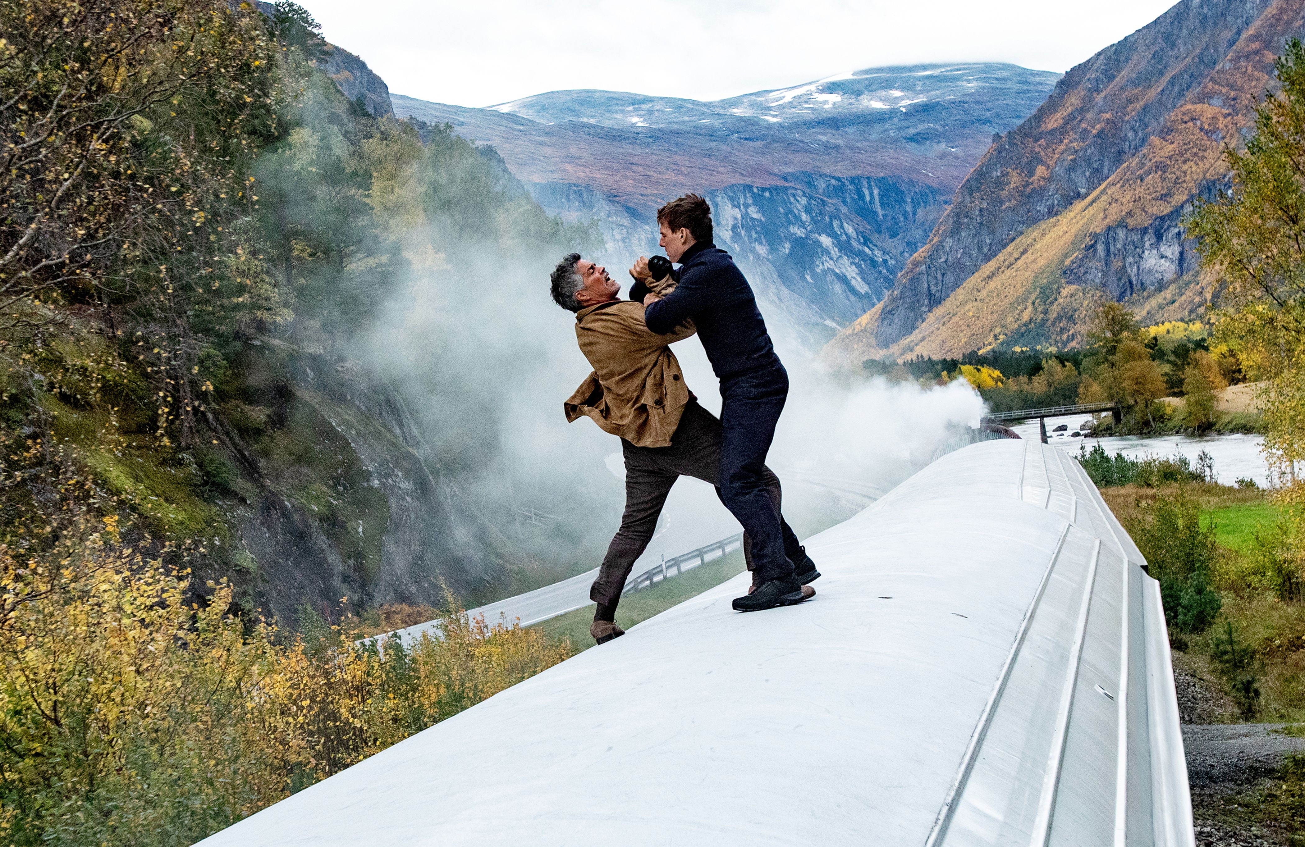 Tom Cruise fighting co-actor on the train at the Rauma Railway in Fjord Norway