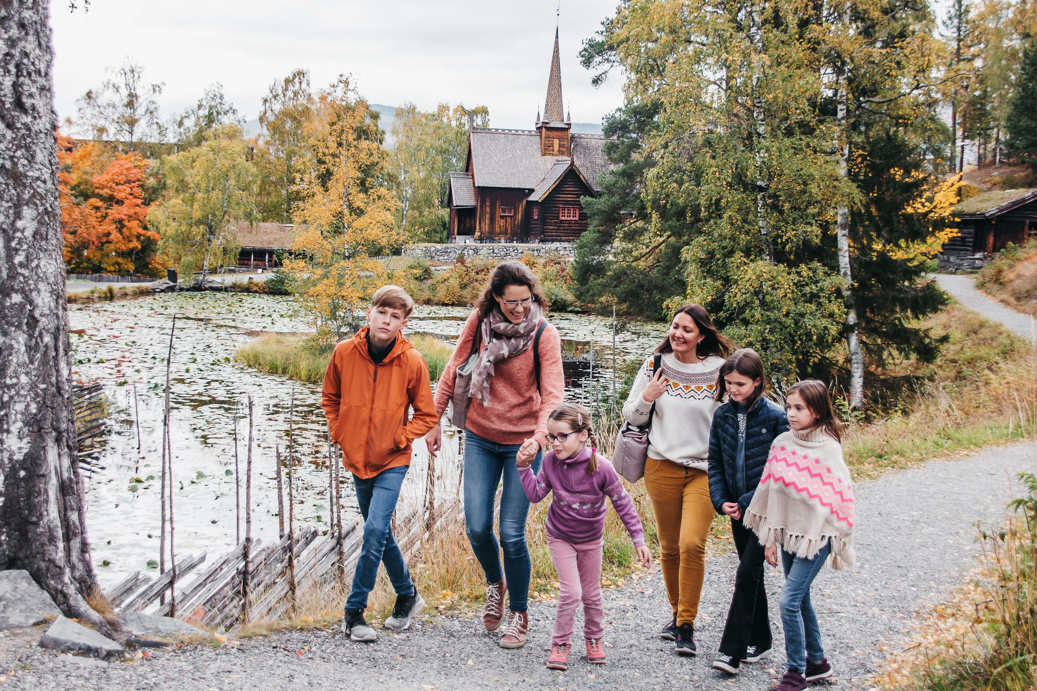 A family having a great time in Maihaugen, Lillehammer