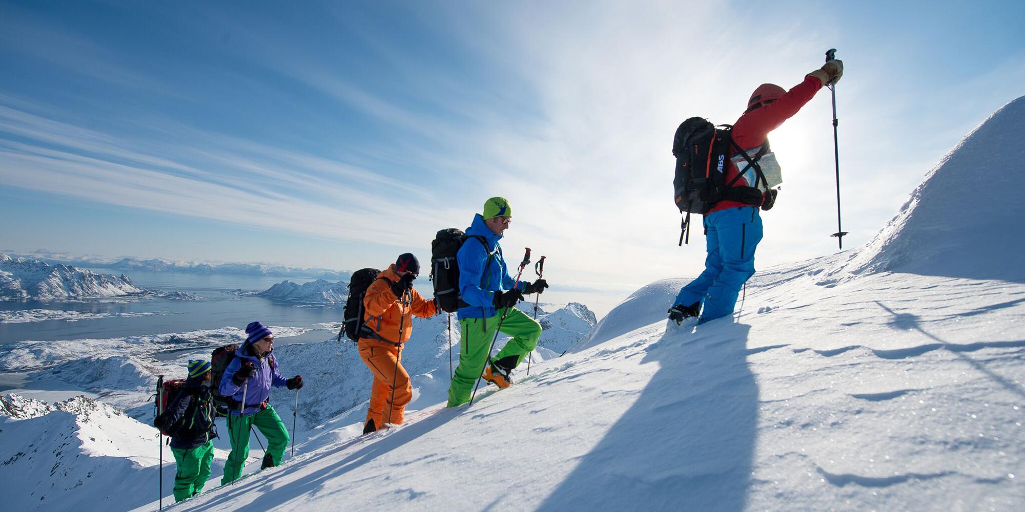 Ski touring at Rundfjellet in Lofoten, Northern Norway