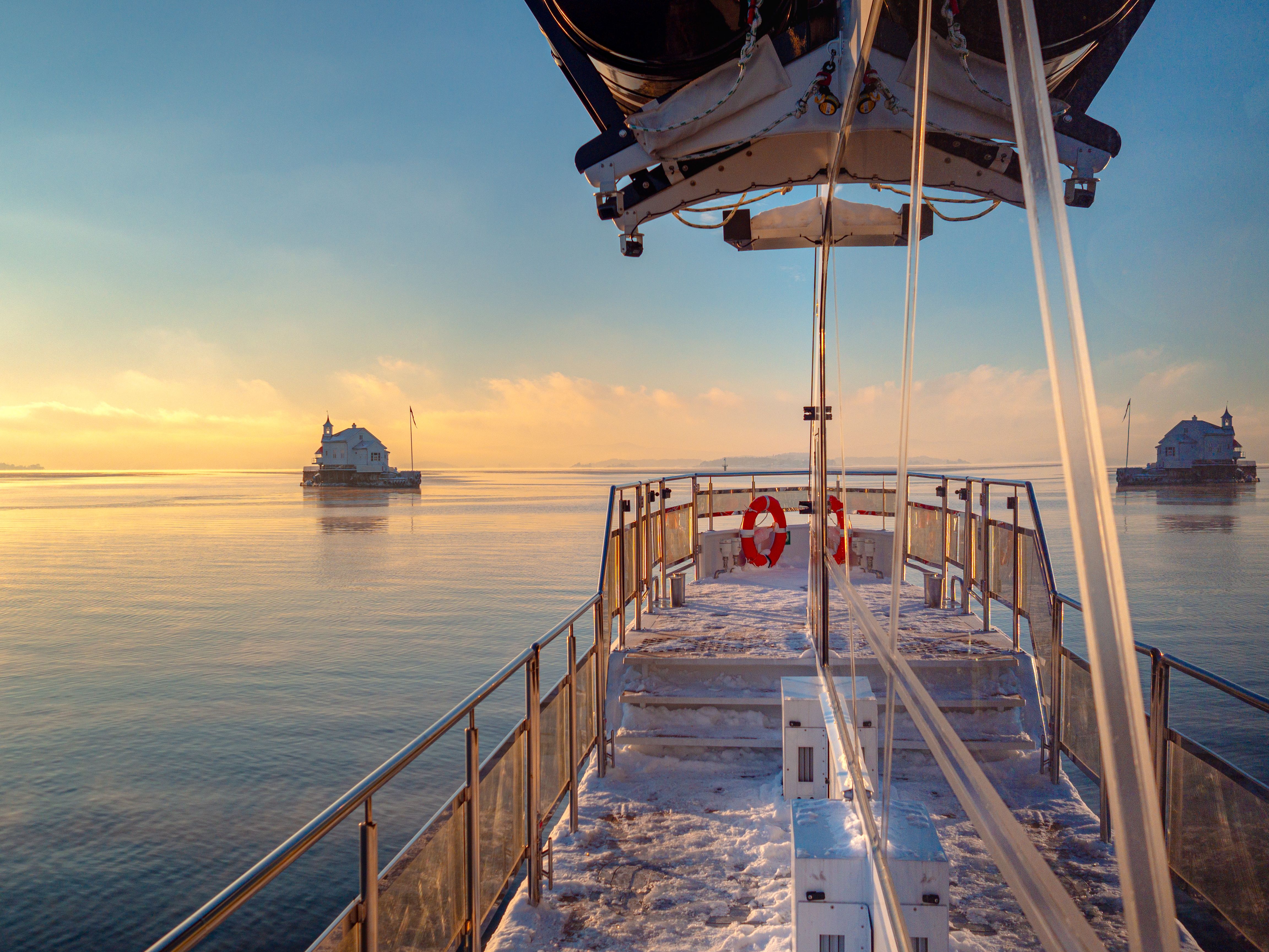 Boat on a winter cruise.