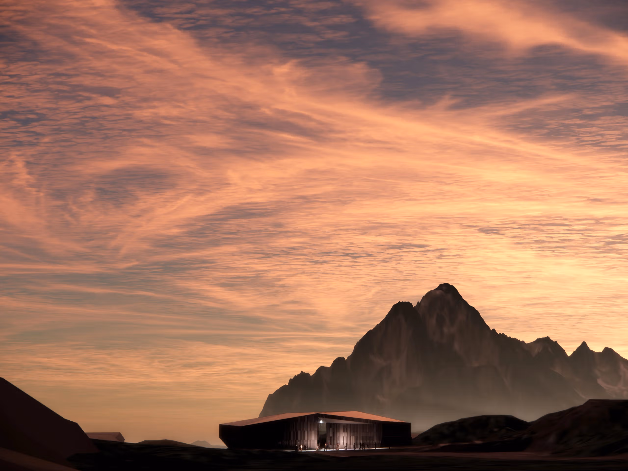 Exterior illustration of Otolitten, a museum and experience center that is part of SKREI