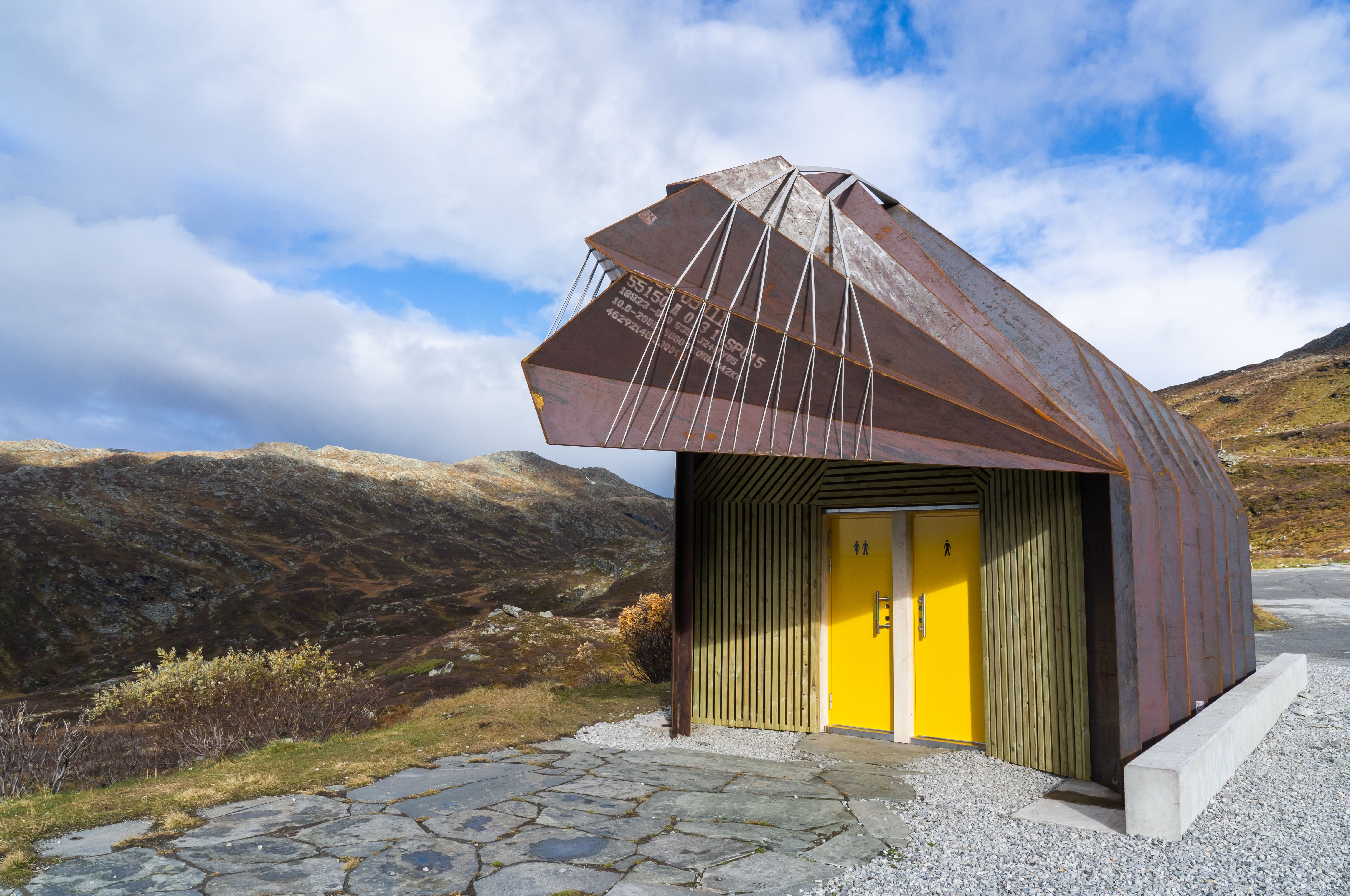 Restroom at Oscarshaug, Norwegian Scenic Route Sognefjellet in Fjord Norway