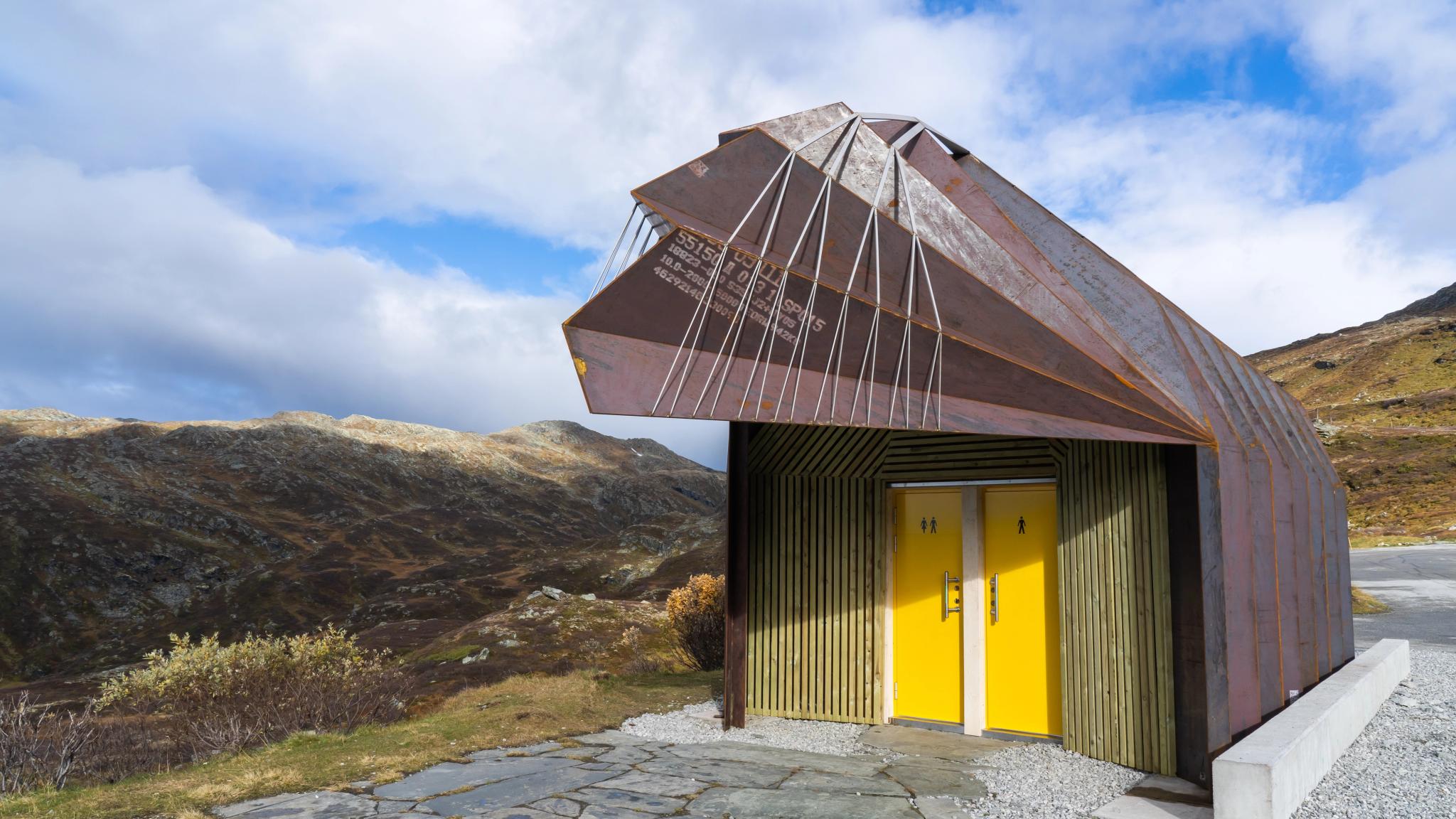 Restroom at Oscarshaug, Norwegian Scenic Route Sognefjellet in Fjord Norway