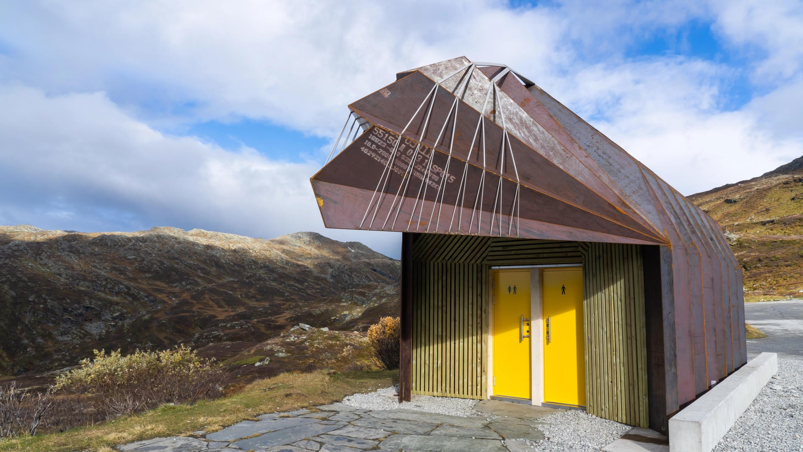 Restroom at Oscarshaug, Norwegian Scenic Route Sognefjellet in Fjord Norway