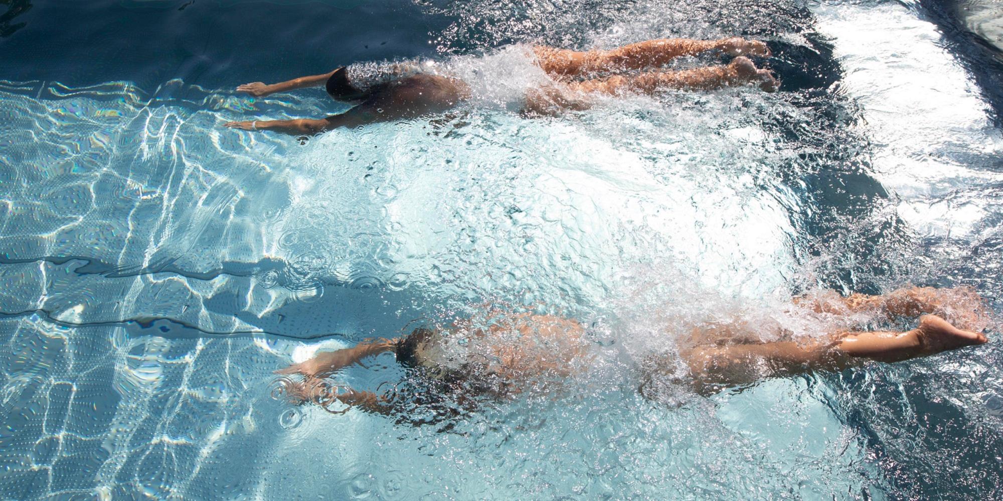 Swimming in the Fýri Resort pool, Hemsedal, Eastern Norway