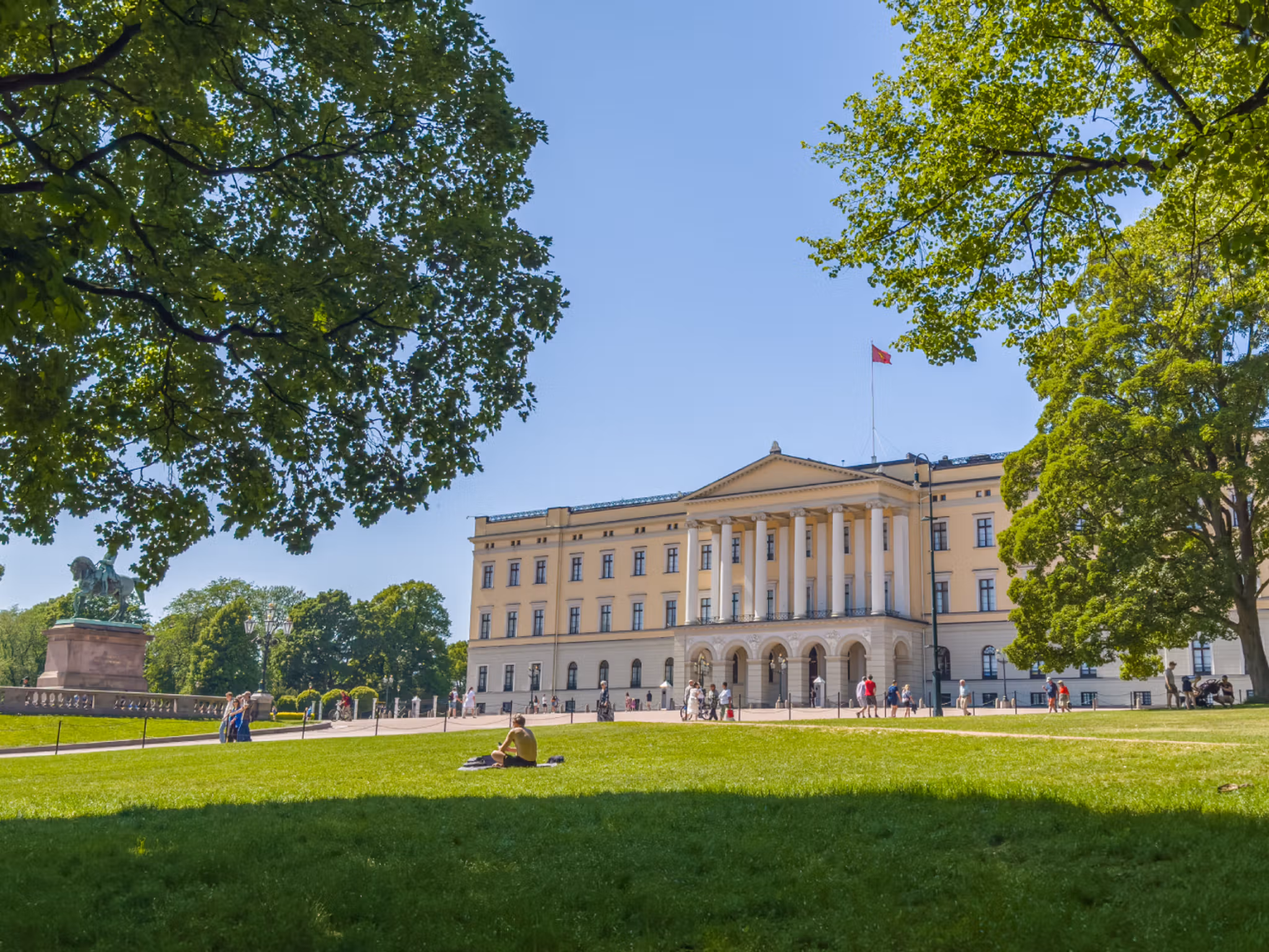 The Norwegian Royal Palace in Oslo and the royal garden