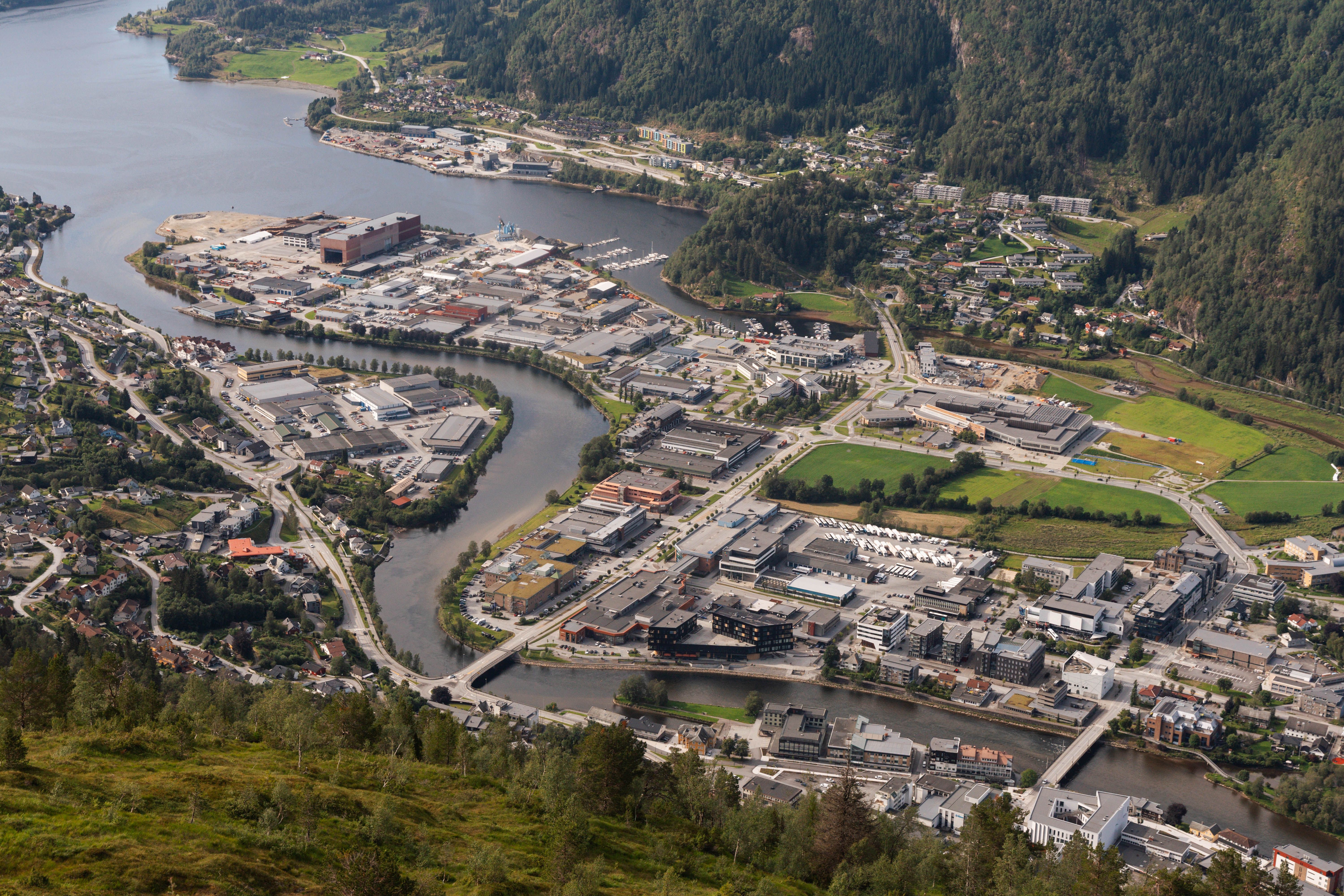 View of Førde from the mountains