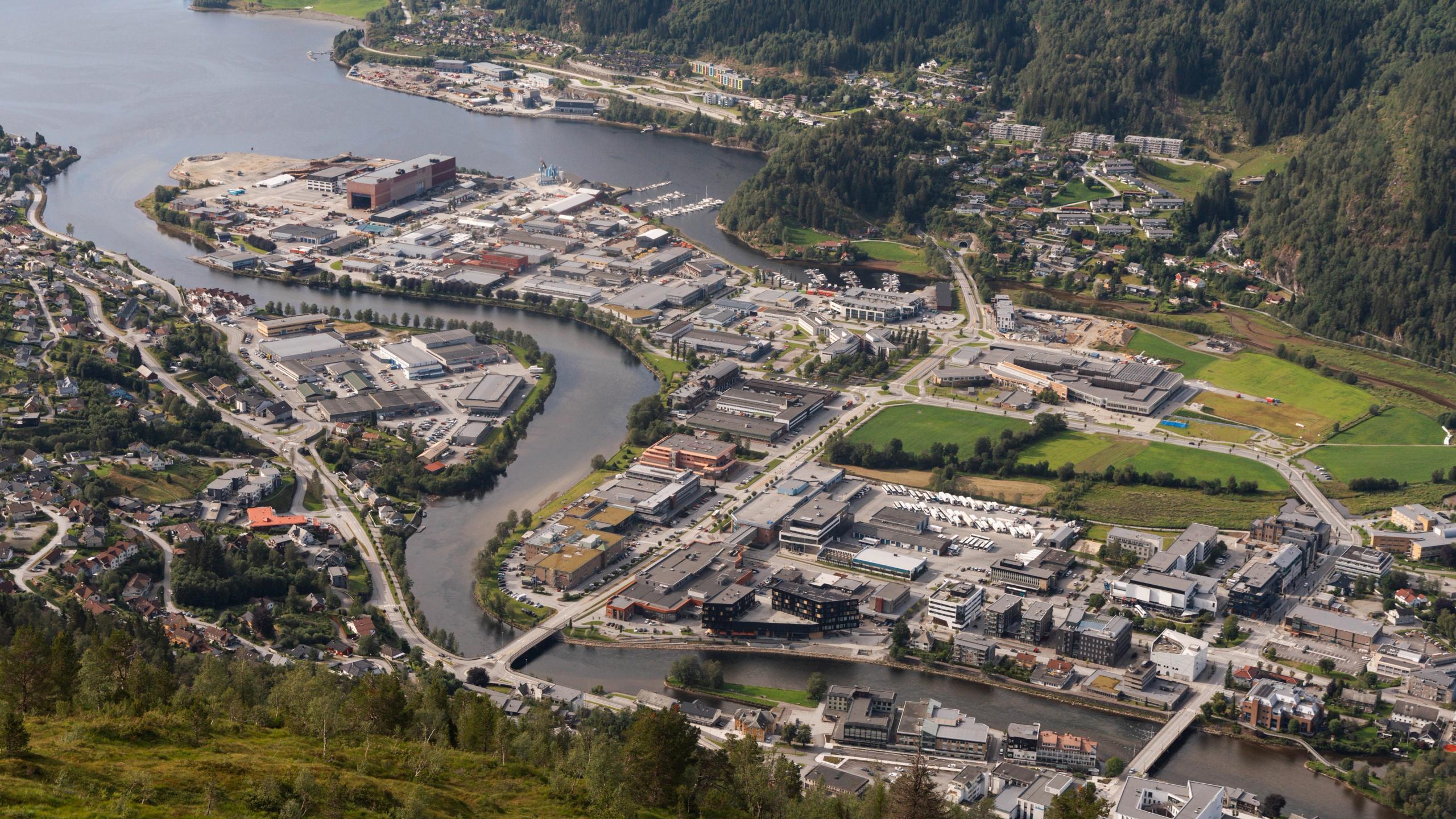 View of Førde from the mountains