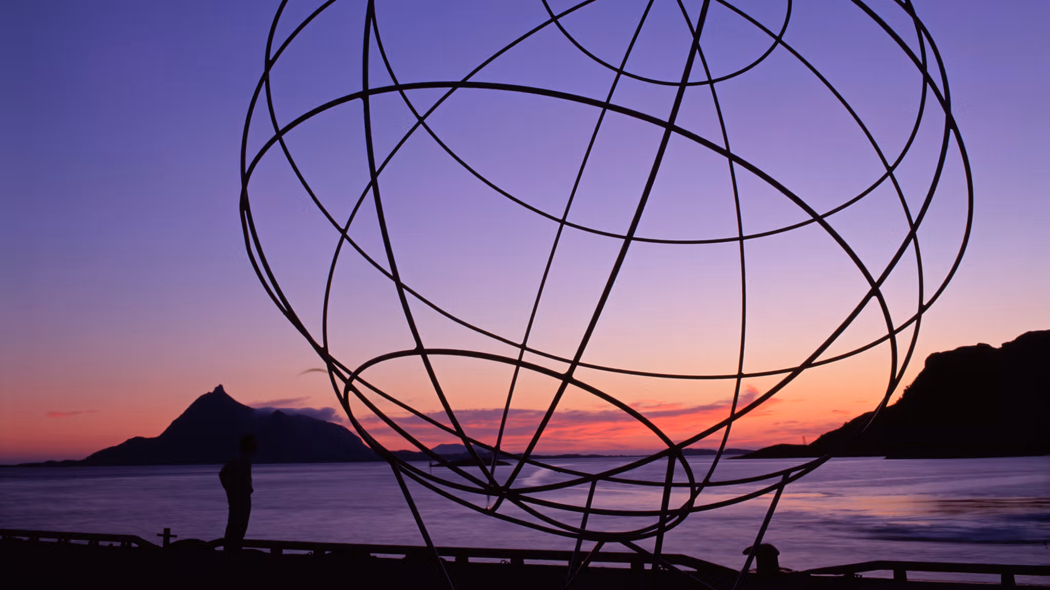 The globe marking the Arctic Circle in Tonnes at Rødøy, Norway.