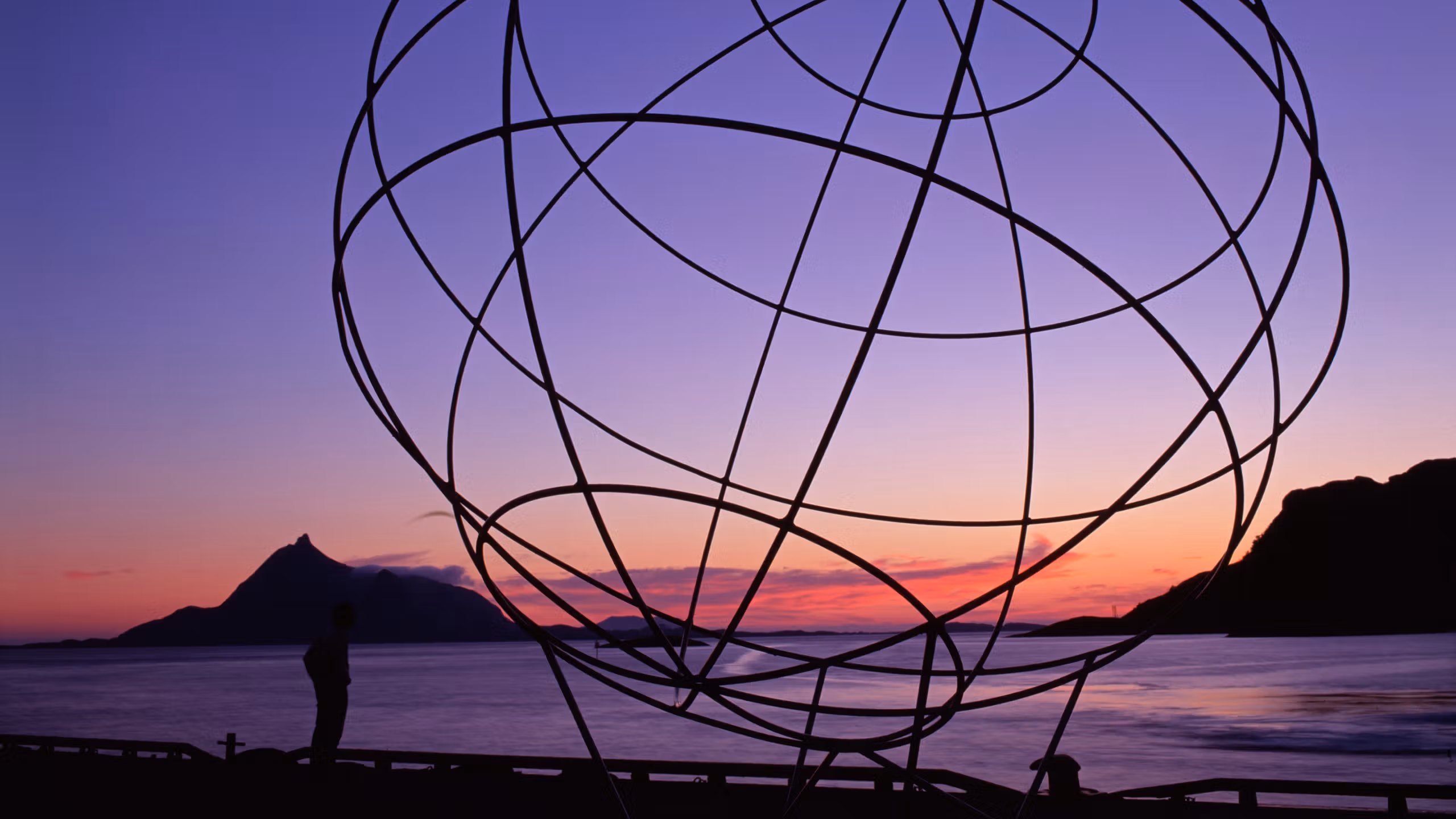 The globe marking the Arctic Circle in Tonnes at Rødøy, Norway.