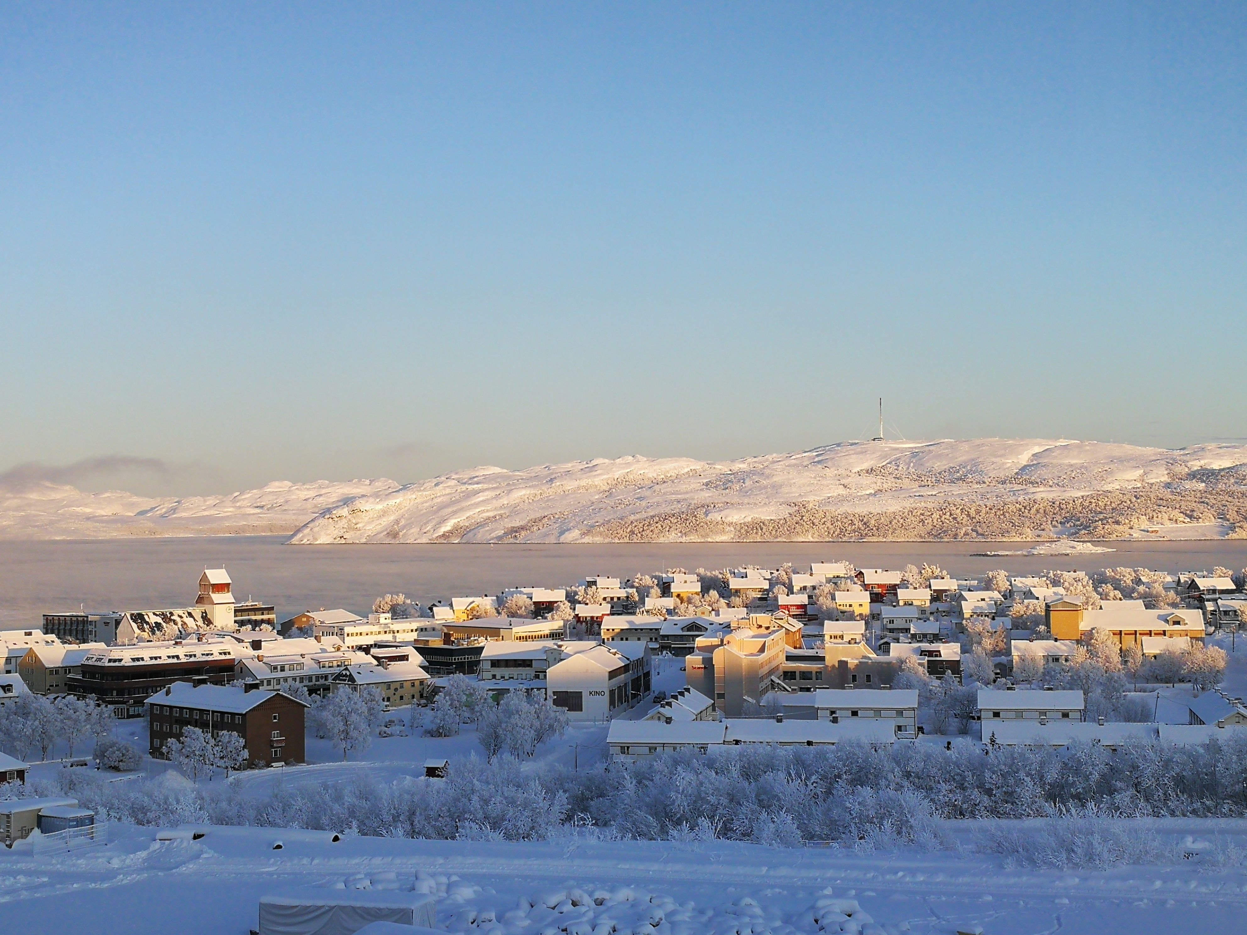 Vinter i Kirkenes i Nord-Norge
