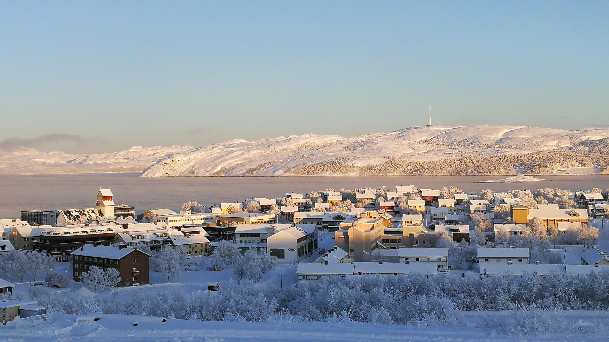 Vinter i Kirkenes i Nord-Norge
