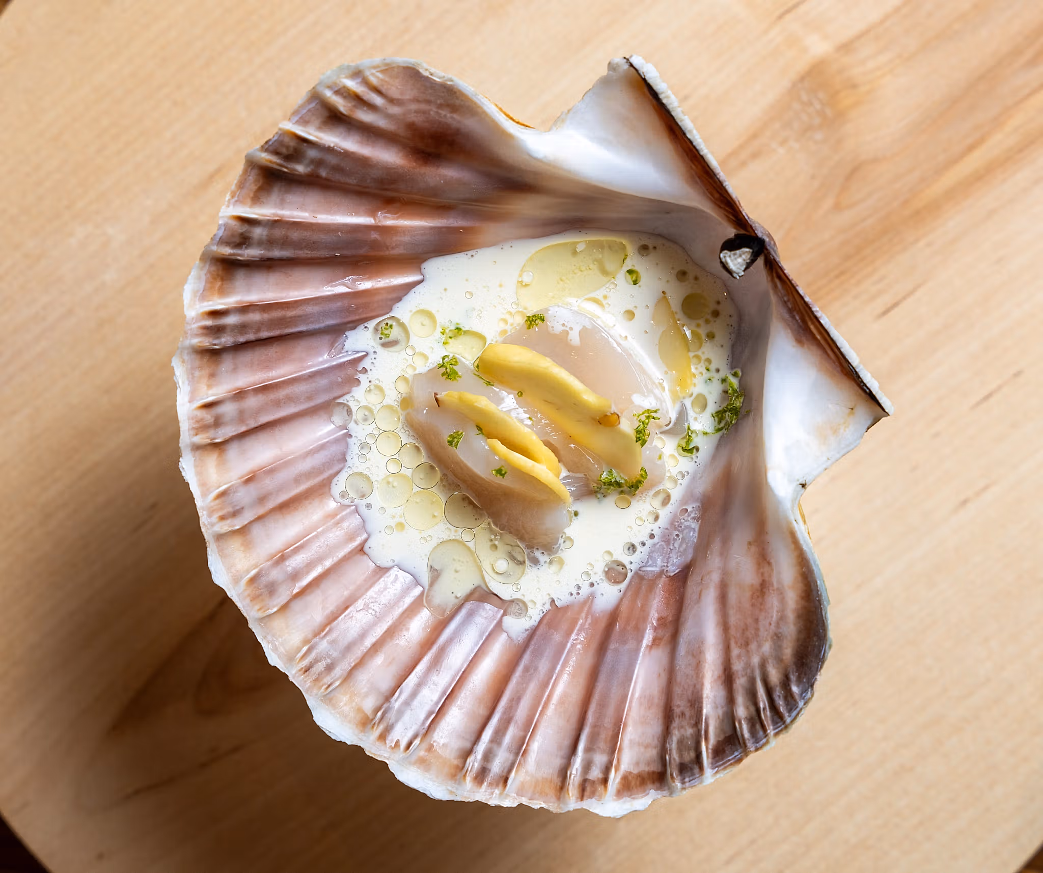 Scallop and chestnut served at the Credo restaurant at The National Library in Oslo