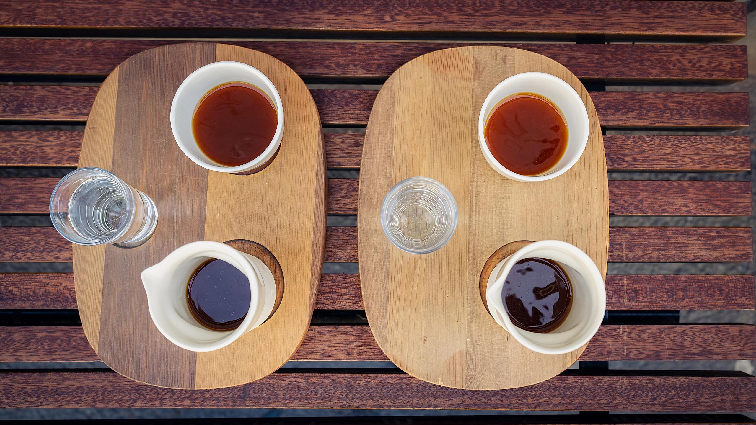 Two cups of black coffee