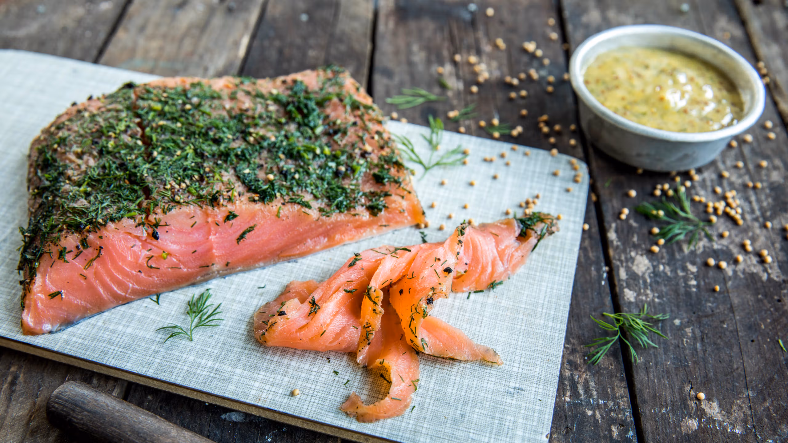 A plate with Norwegian gravlaks, cured salmon