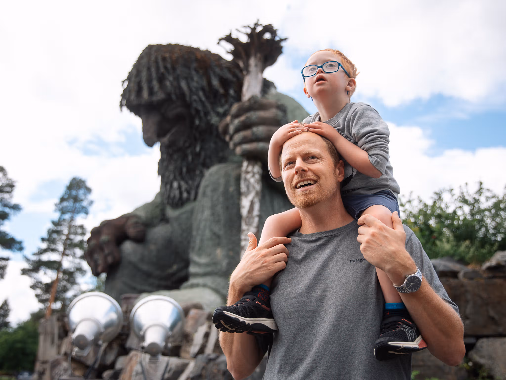 Family in Hunderfossen adventure park, Eastern Norway