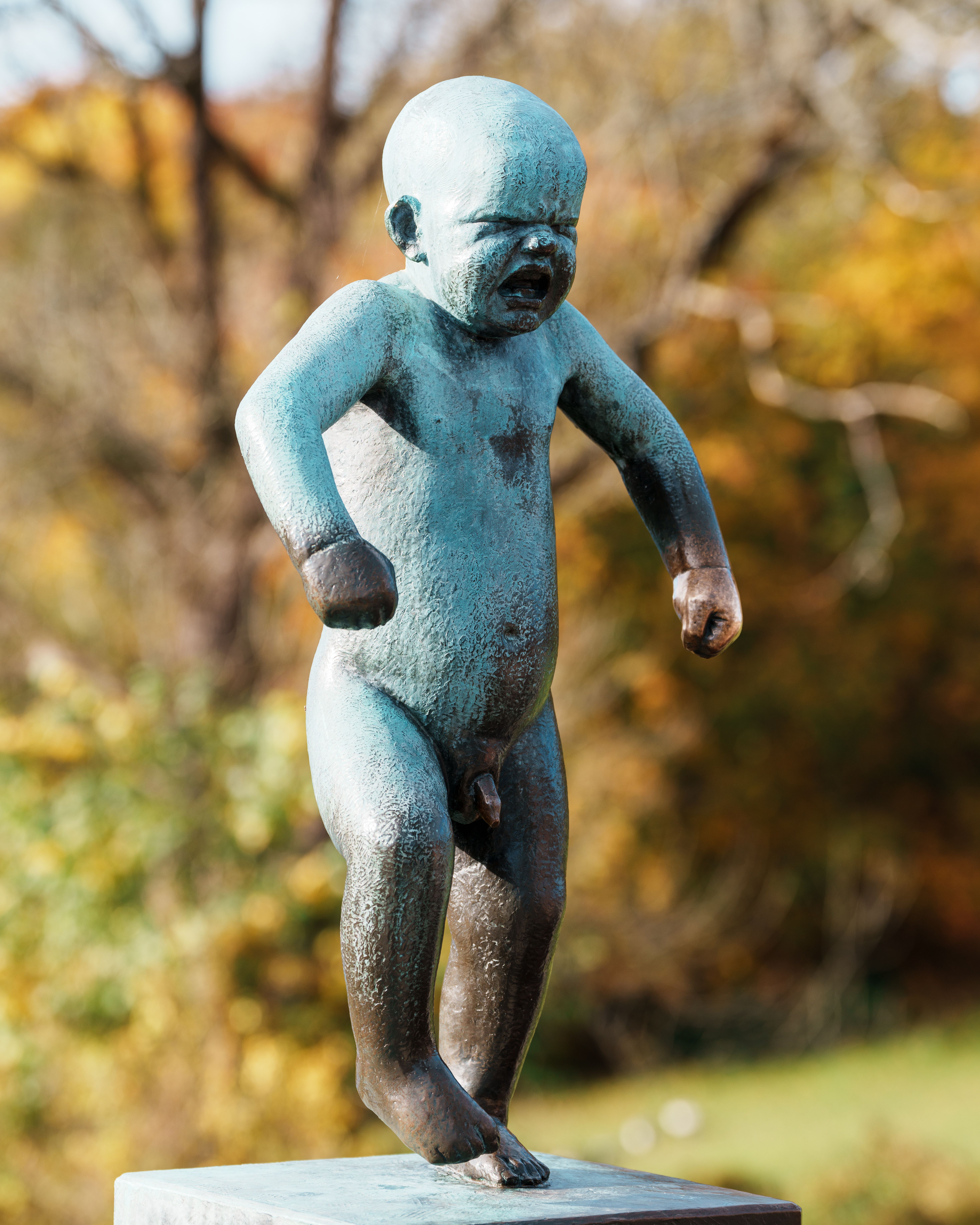 The sculpture Sinnataggen, "The angry boy" in Vigelandsparken, Oslo