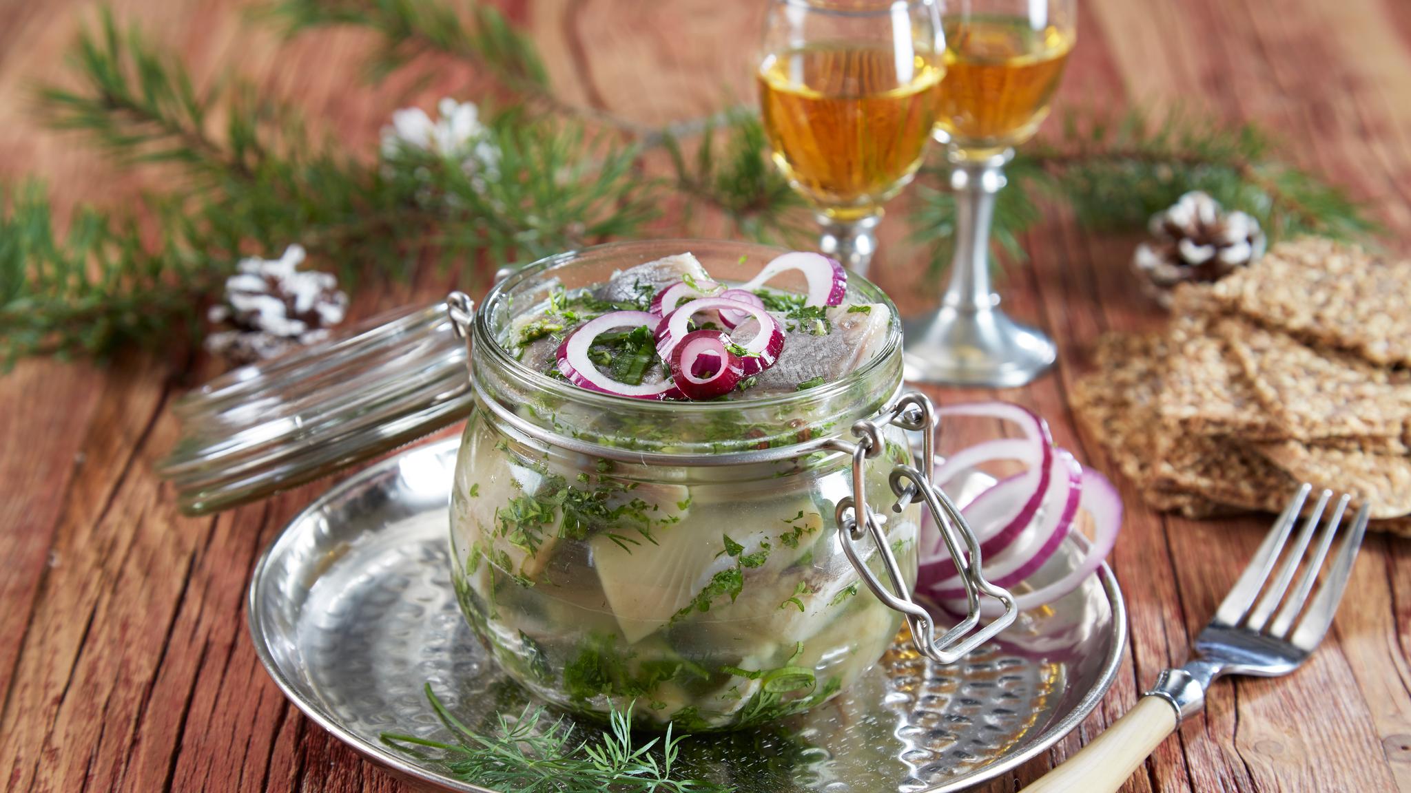 A jar of pickled herring in Norway, or sursild as we call it