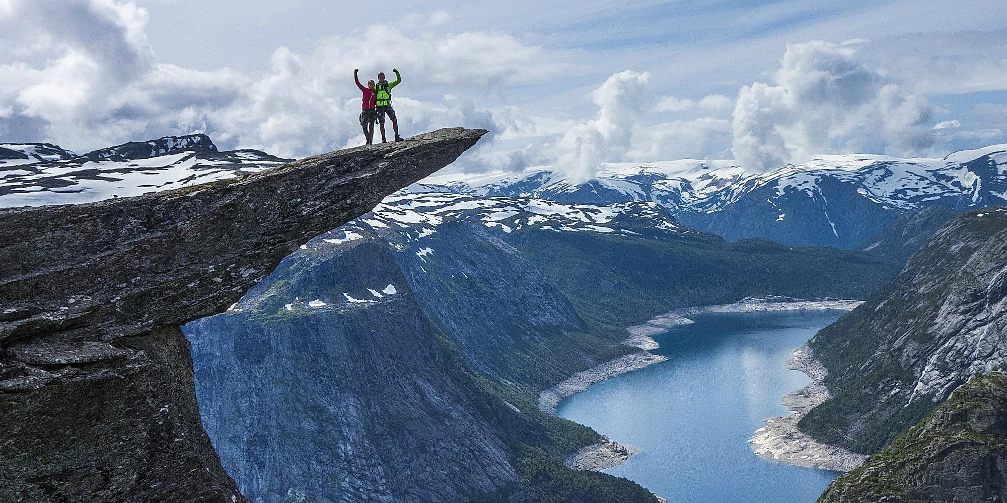 Go on a guided hike to Trolltunga in the Hardangerfjord region, Fjord Norway