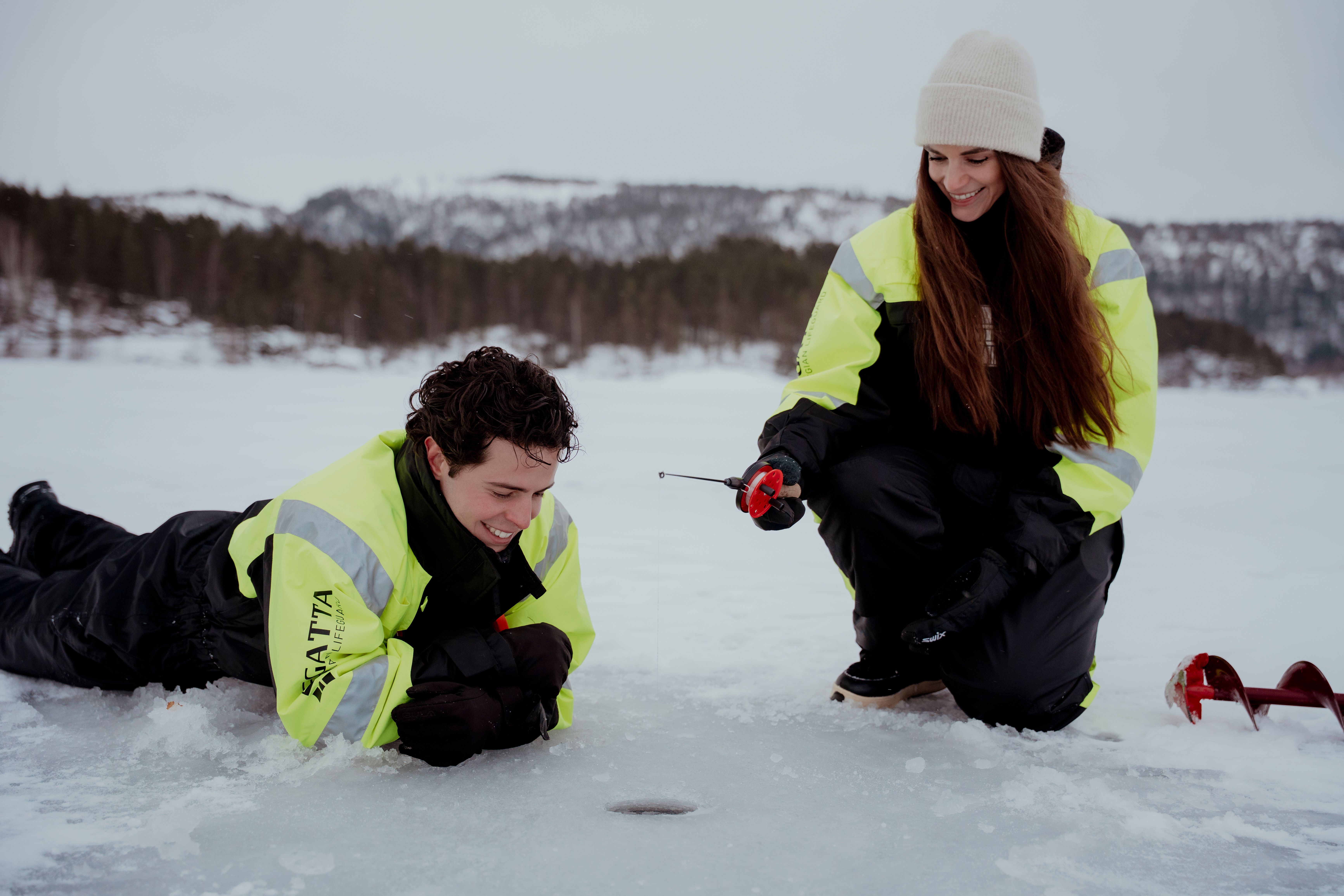 Ice fishing in Evje, Setesdal