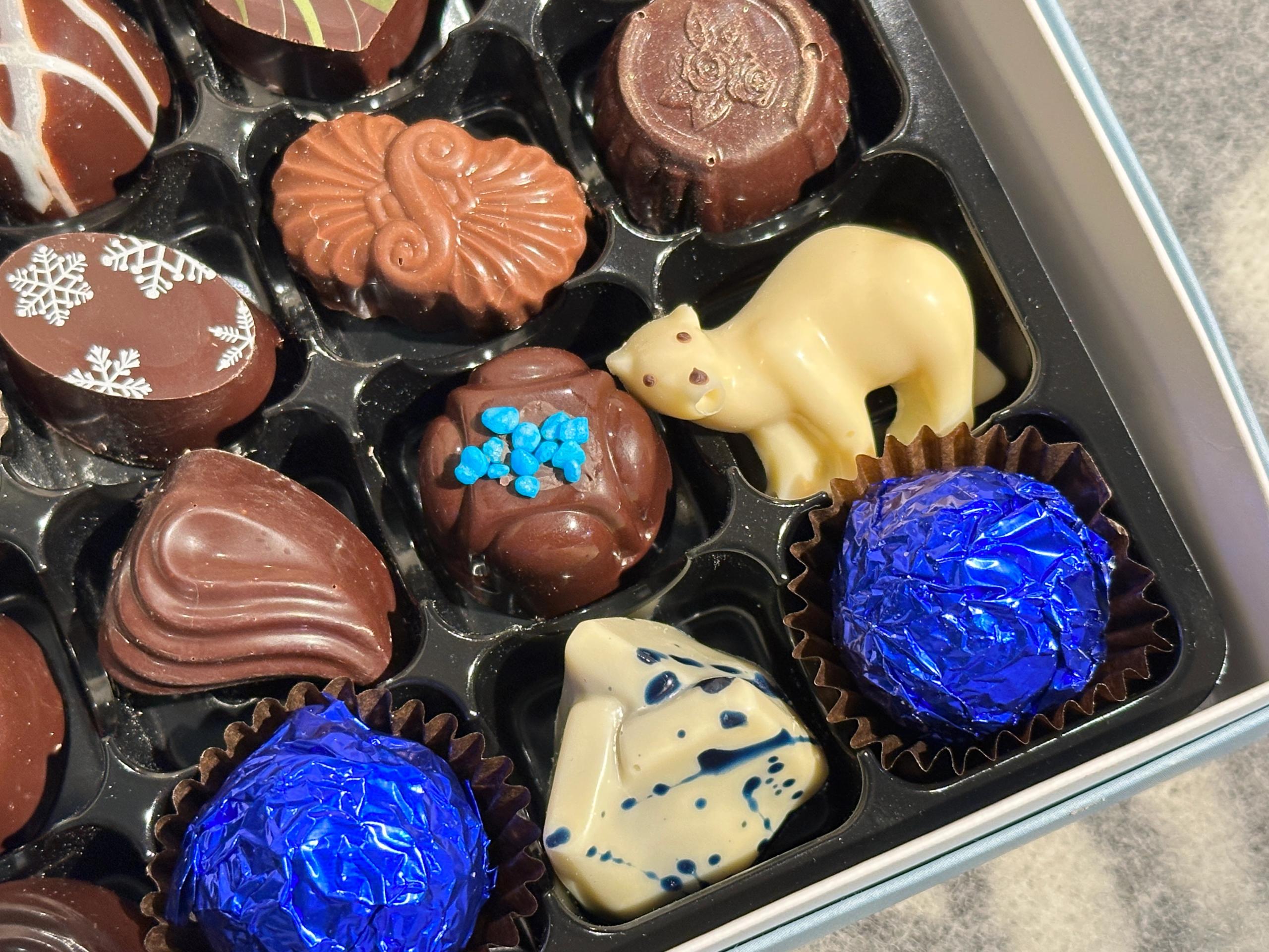Polar bear chocolate from Fruene café and chocolateri in Longyearbyen.