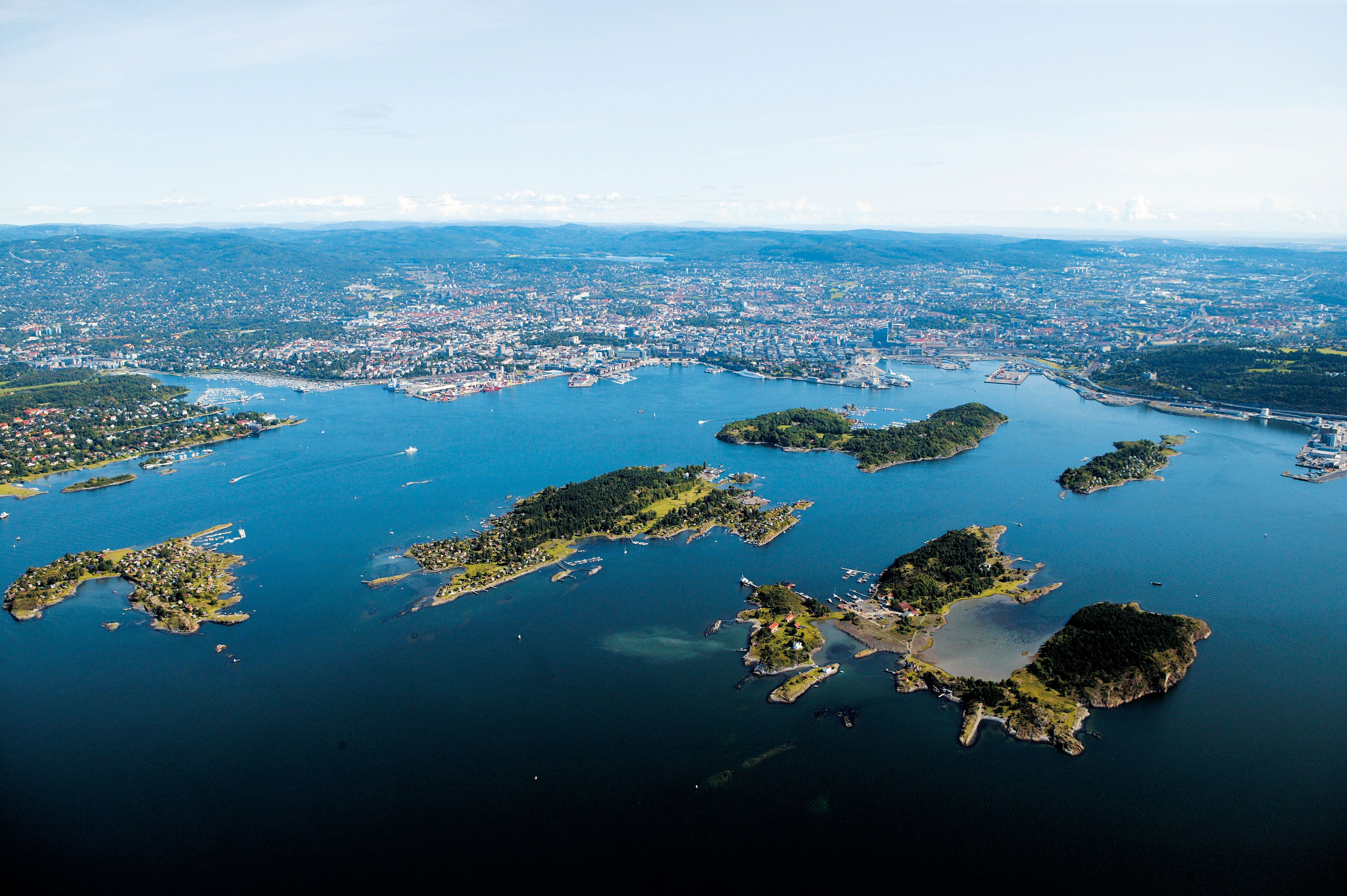 Øyene i indre Oslofjord på Østlandet om sommeren