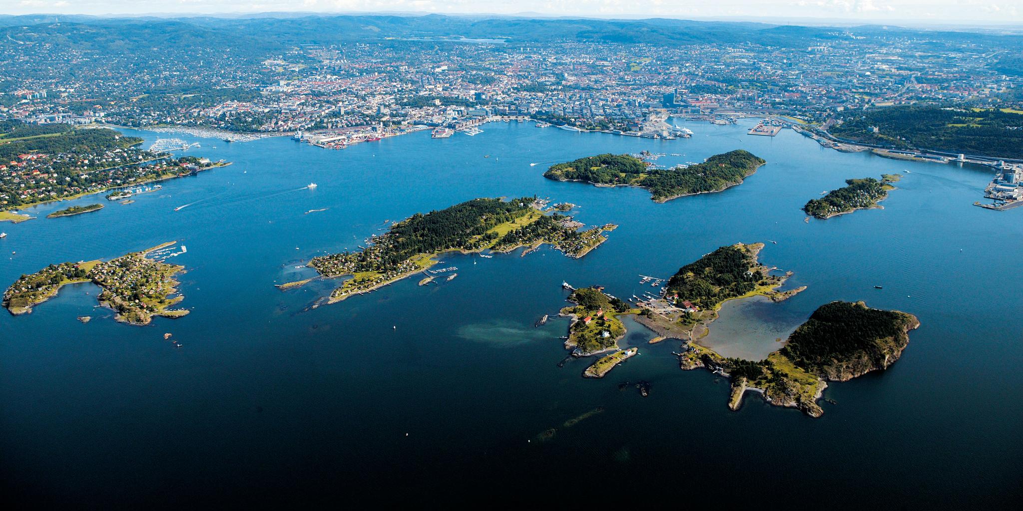 Øyene i indre Oslofjord på Østlandet om sommeren