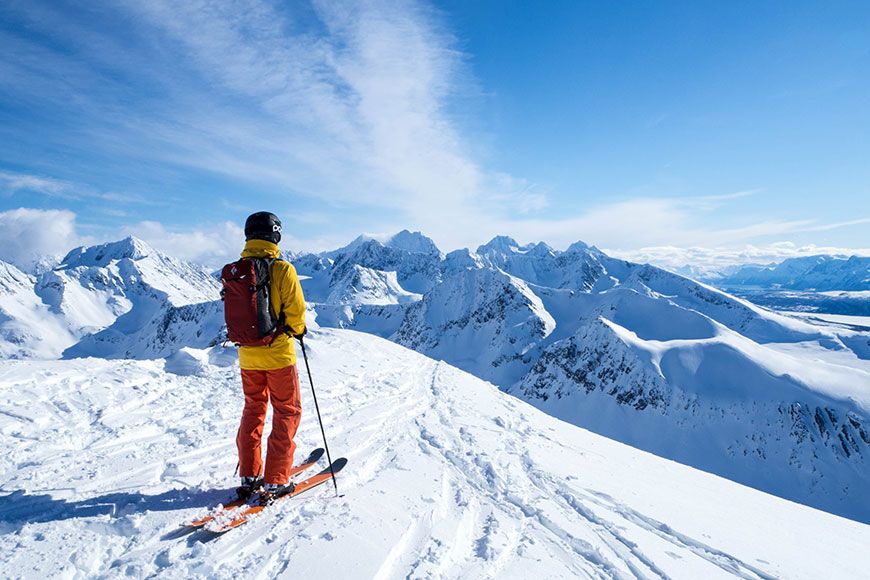 Man skiing in The Lyngenfjord Alps