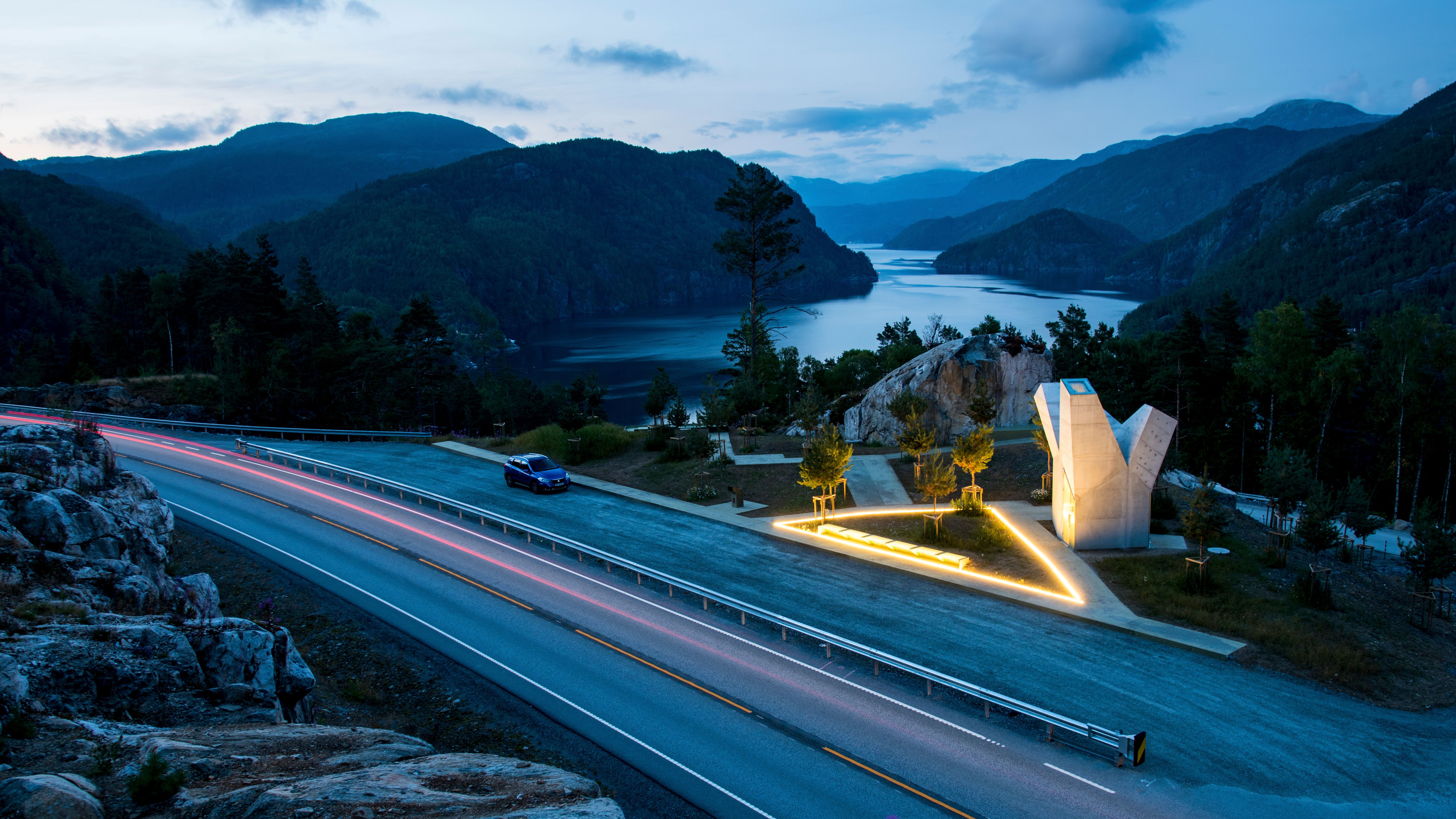 Ostasteidn rest stop, Norwegian Scenic Route Ryfylke in Fjord Norway