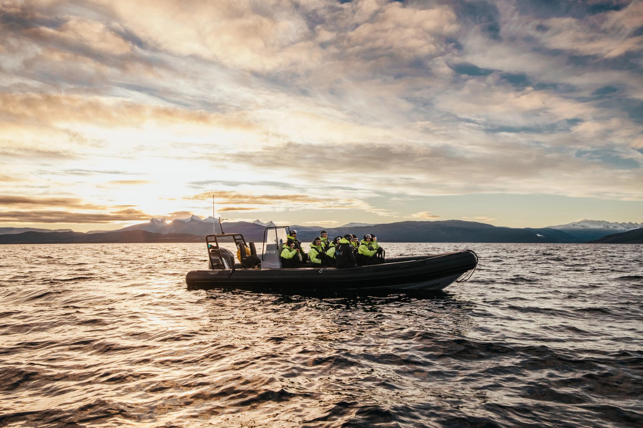 People in a RIB boat in Northern Norway