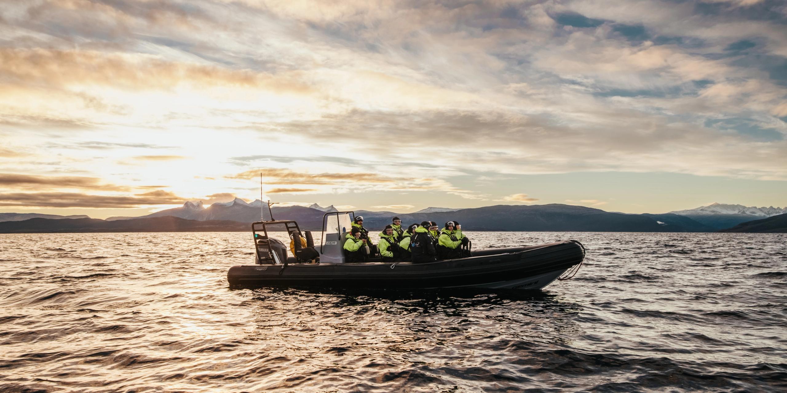 People in a RIB boat in Northern Norway
