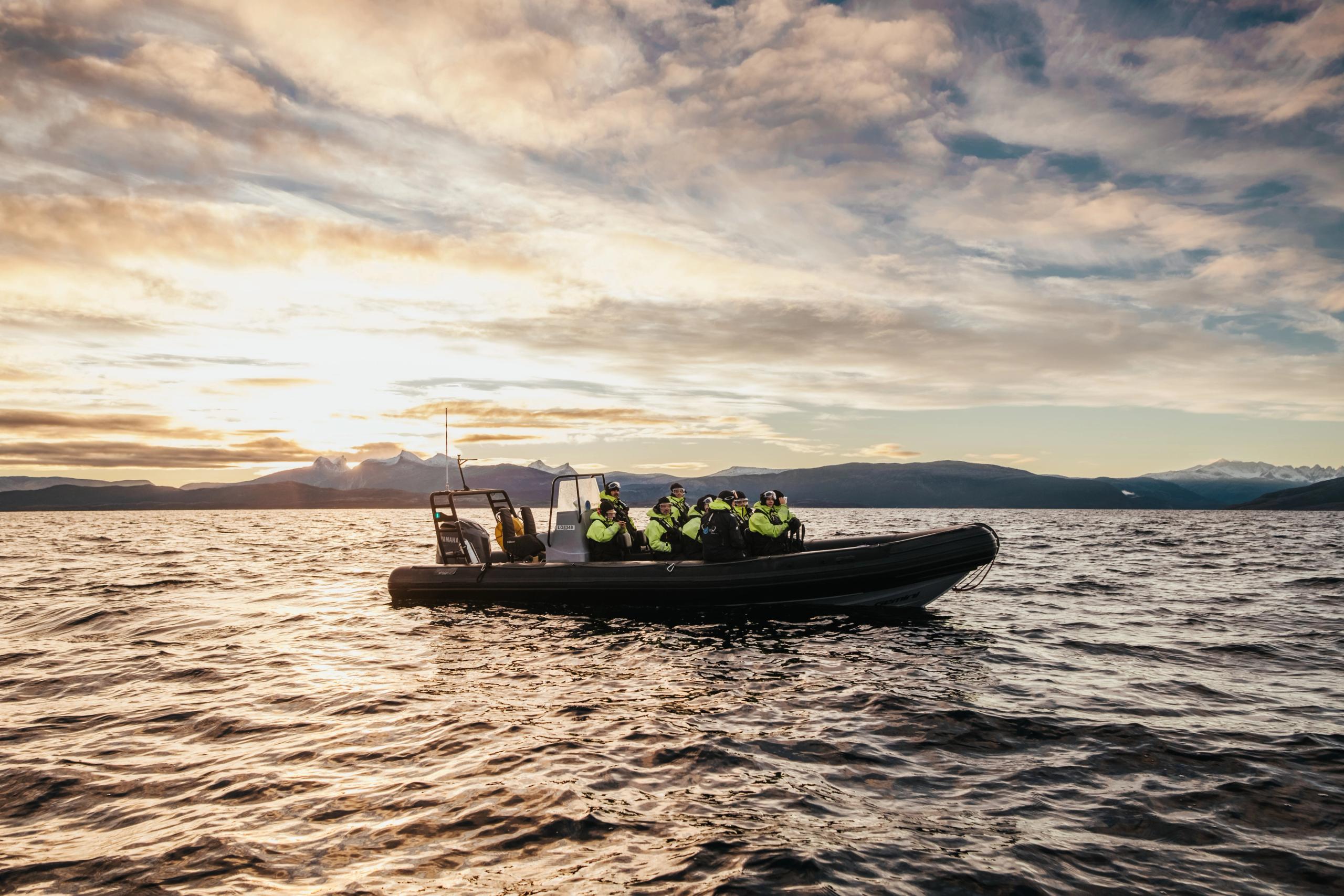 People in a RIB boat in Northern Norway