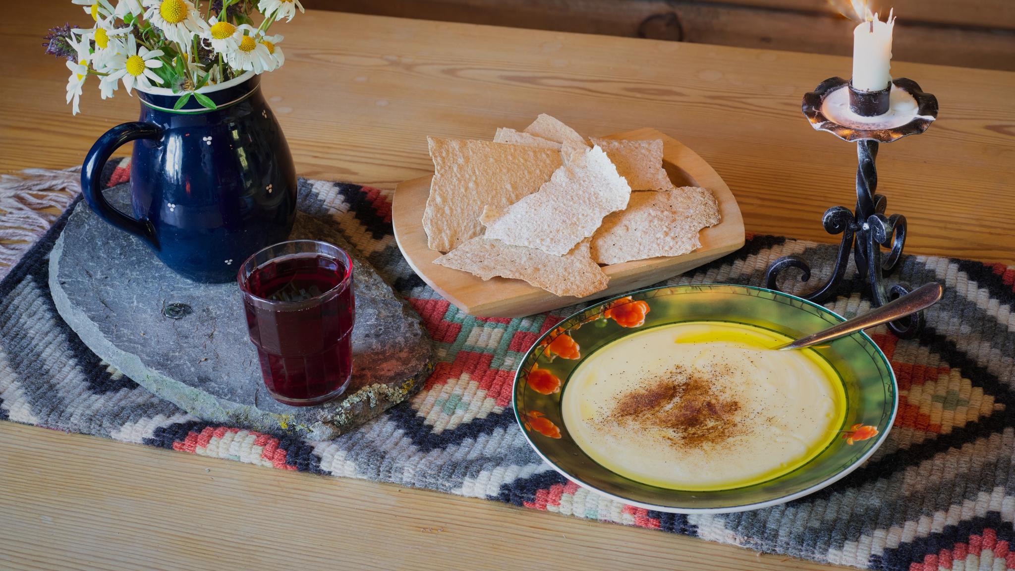 Traditional food at Fagerdalen Støl in Hallingdal, Eastern Norway