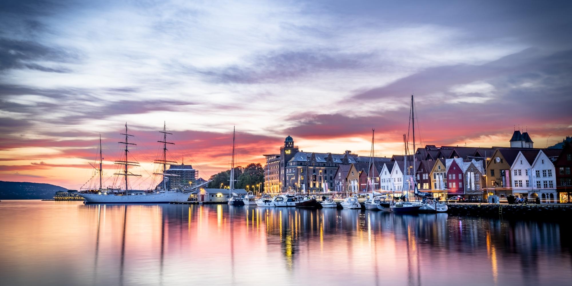 Bryggen i Bergen, som står på UNESCOs verdensarvliste