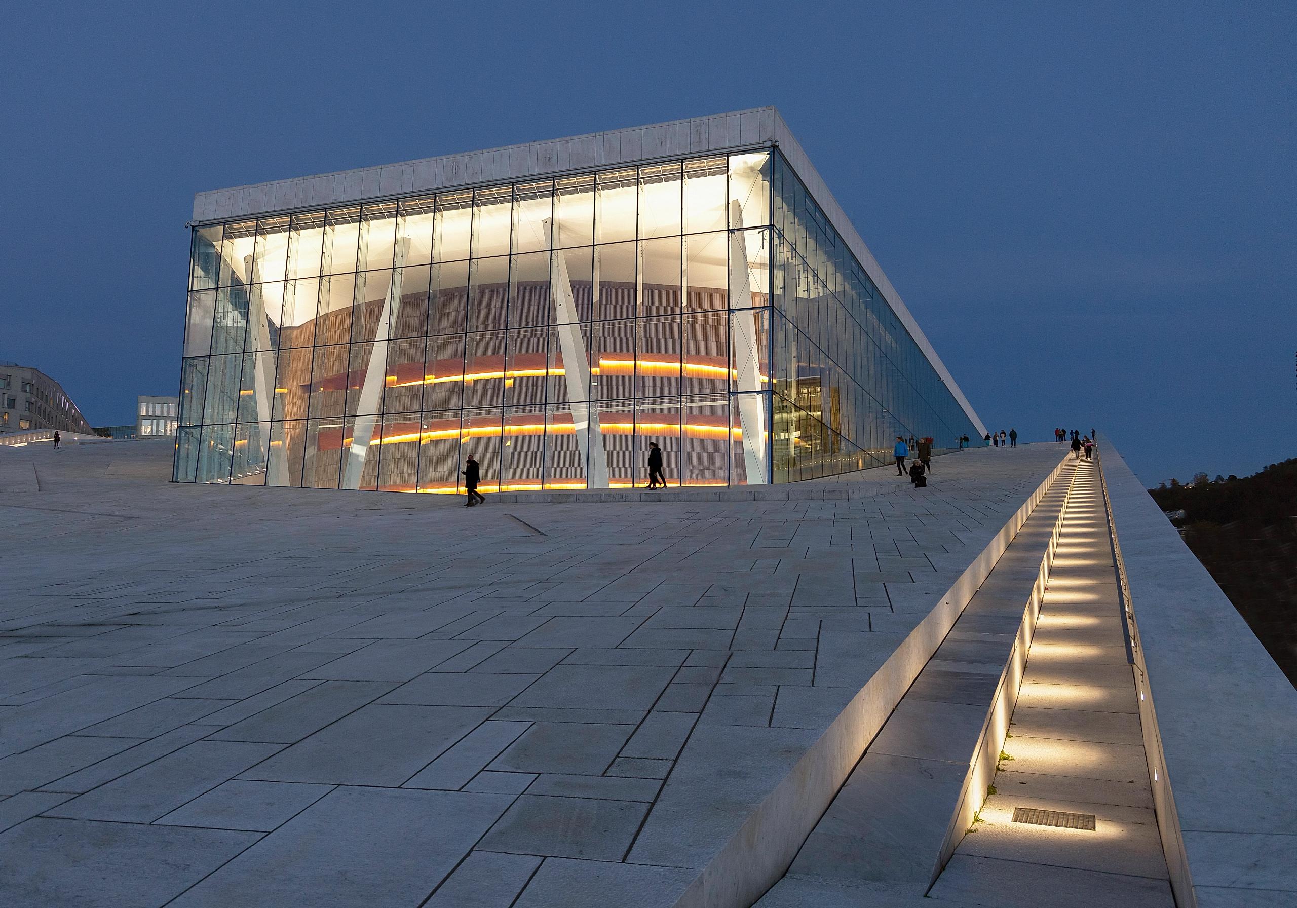 The facade of The Opera House in Oslo
