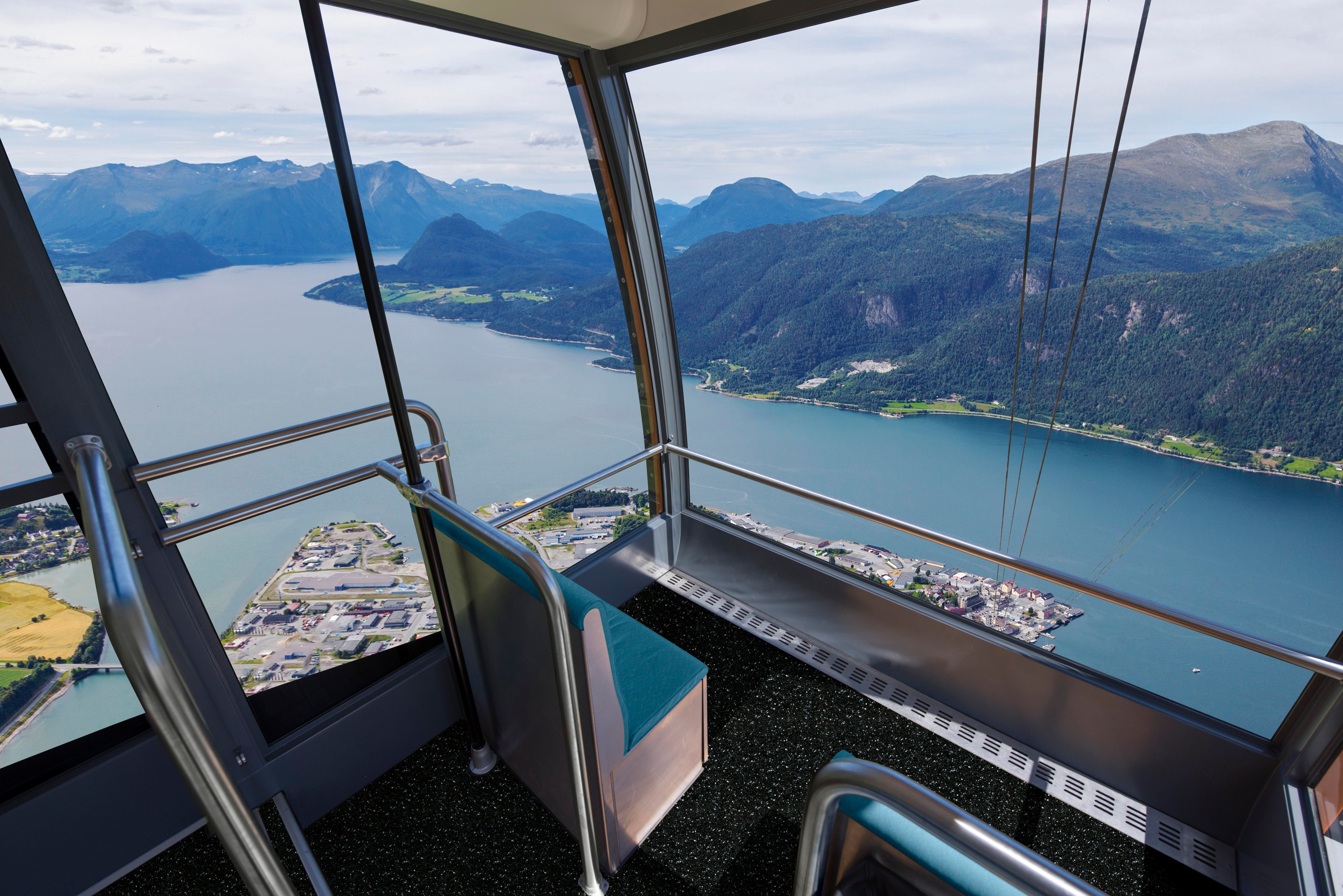 An illustration of the view from the Romsdal skylift in Åndalsnes