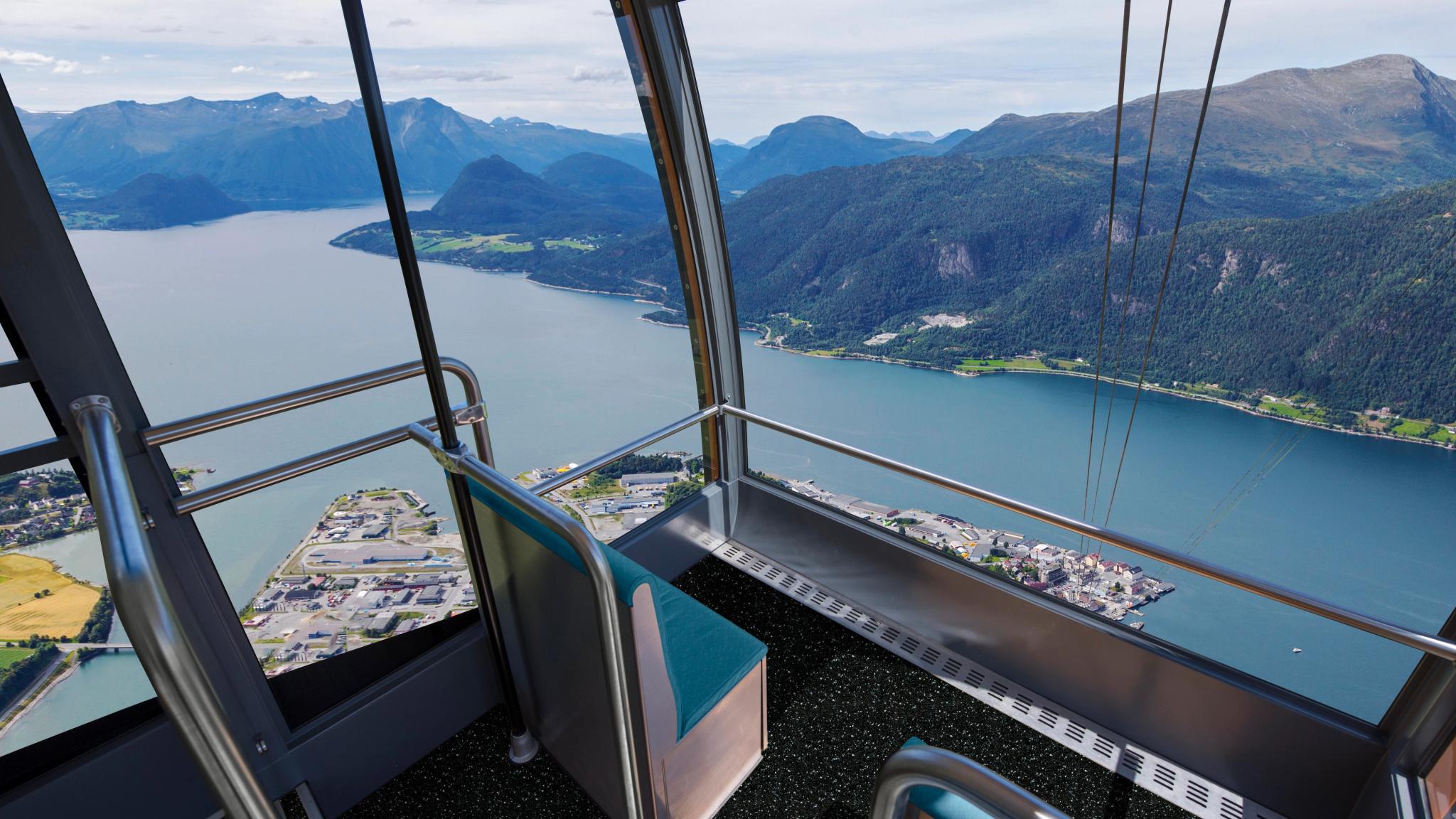 An illustration of the view from the Romsdal skylift in Åndalsnes