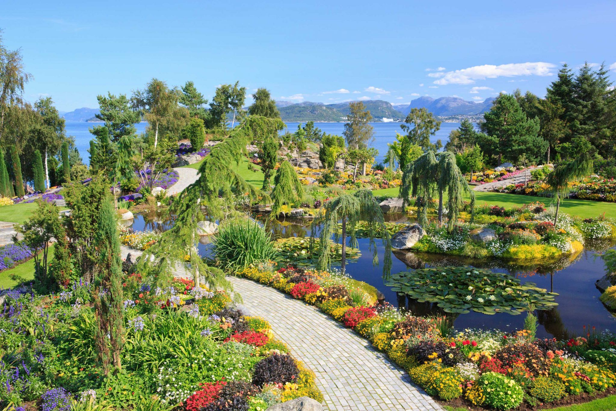 The flower garden Flor & Fjære on the car-free island Sør-Hidle in Ryfylke, Fjord Norway