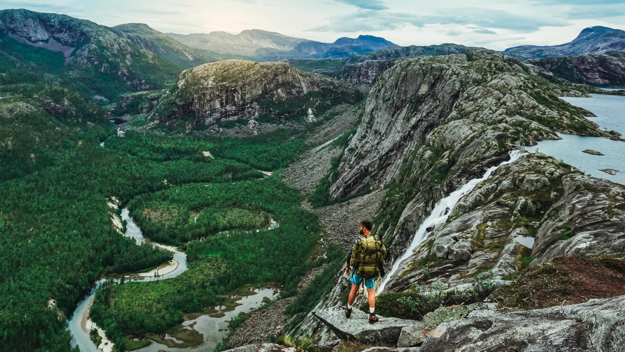 People hiking in the Rago National Park in Salten, Northern Norway
